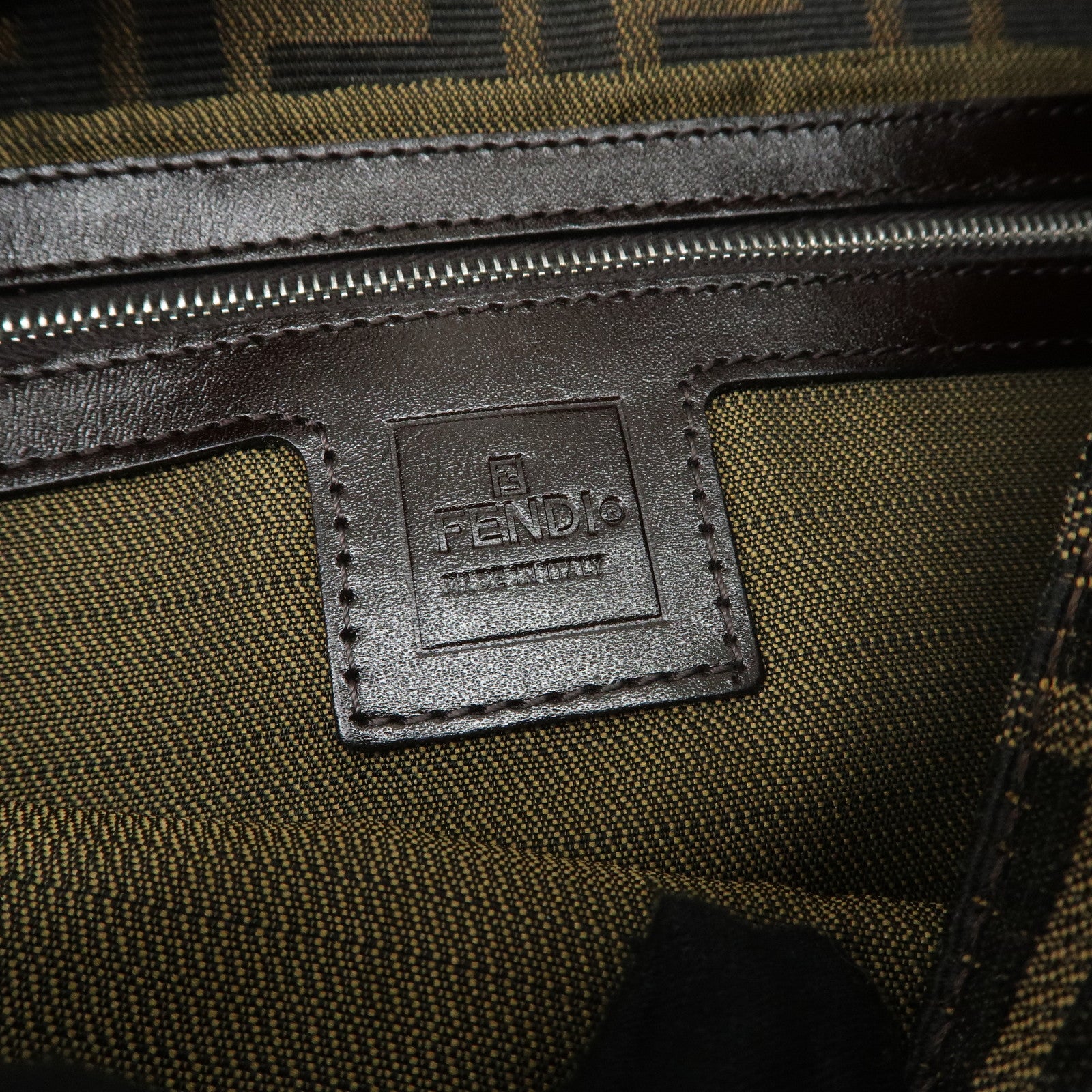 FENDI Mamma Baguette Zucca Canvas Leather Shoulder Bag 26424 Used