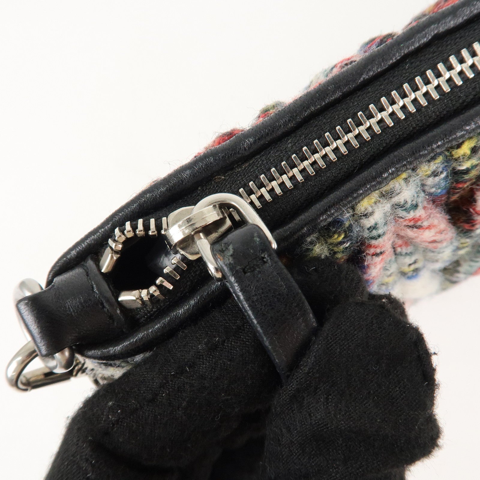 MIU MIU Matelasse Wool Leather Chain Shoulder Bag Red Used