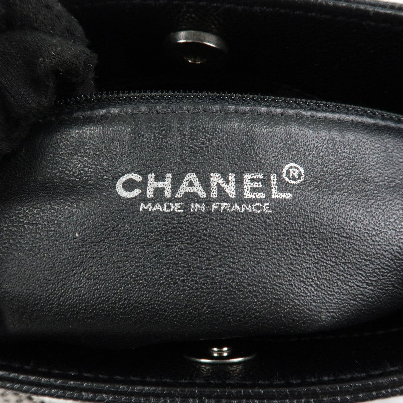 CHANEL Caviar Skin Chain Tote Bag Black Silver Hardware Used