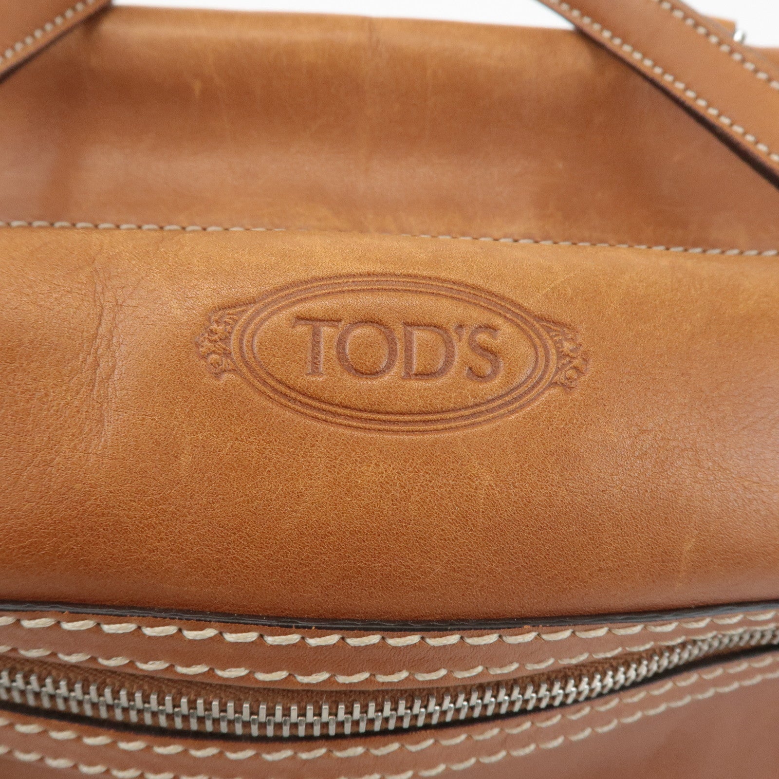 TOD'S Leather 2Way Bag Hand Bag Brown Used