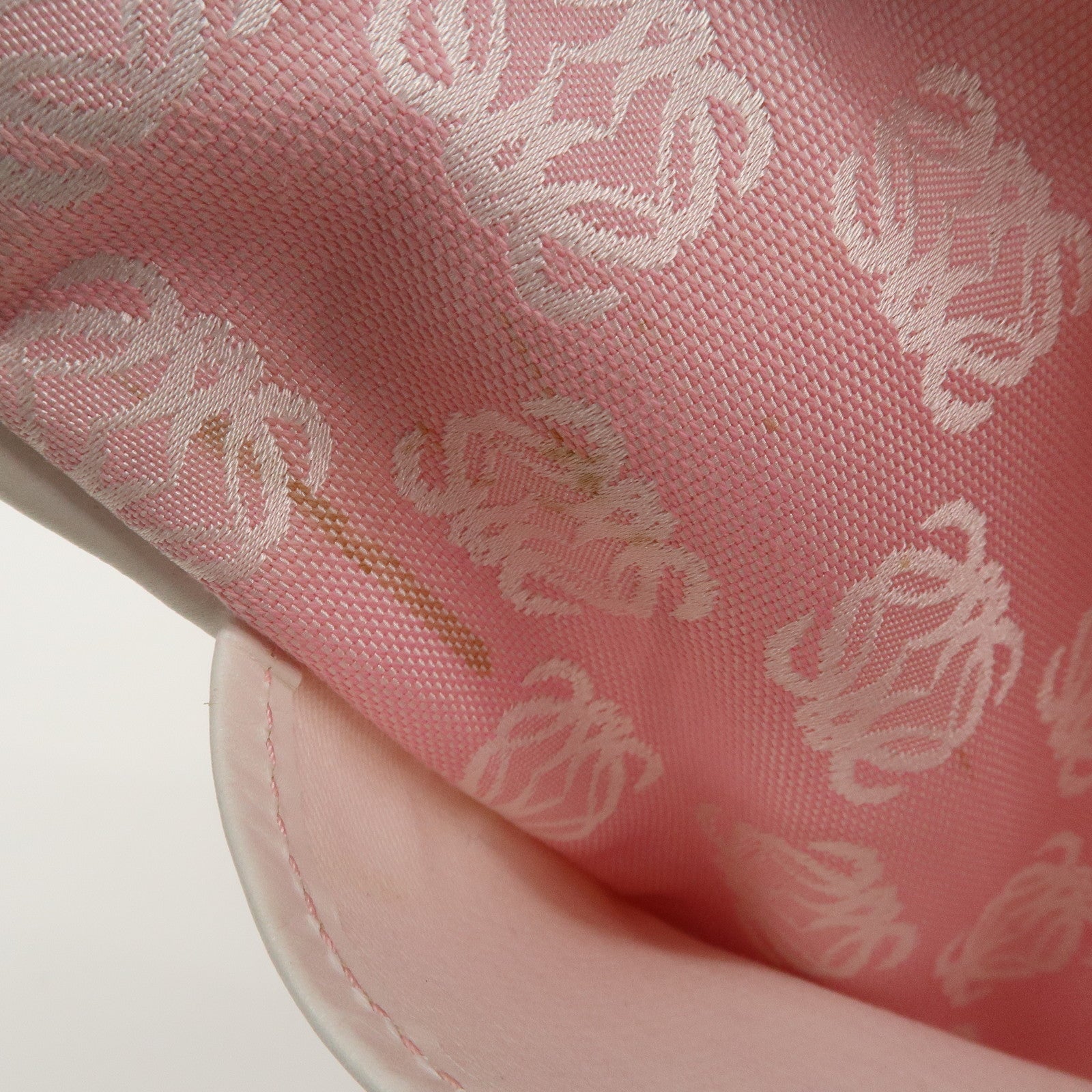 LOEWE Anagram Canvas Leather Shoulder bag Pink Used