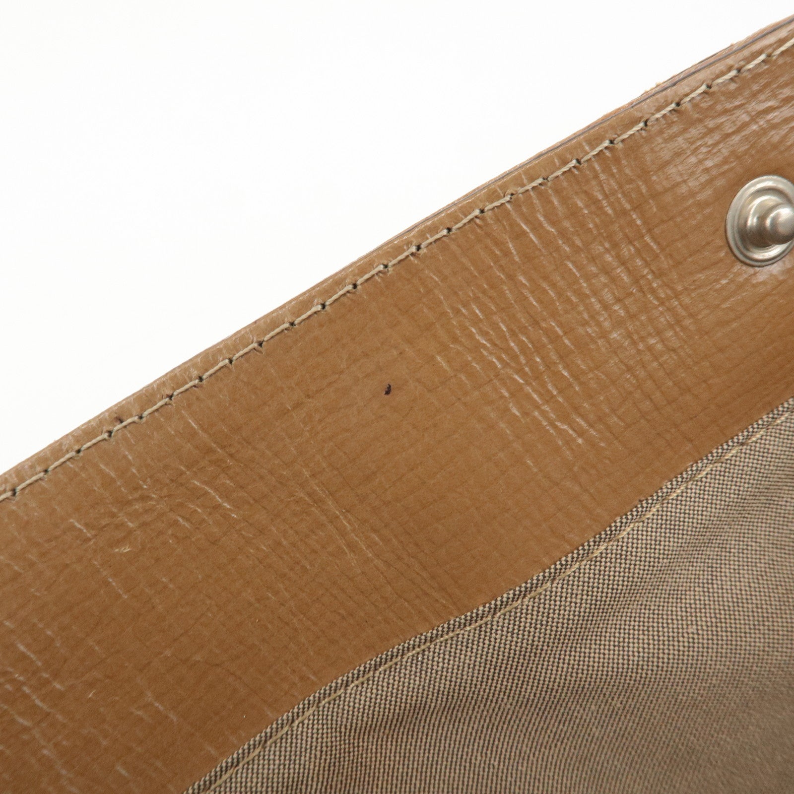 FENDI Ethnico Leather Tote Bag Shoulder Bag Beige 8BN162 Used