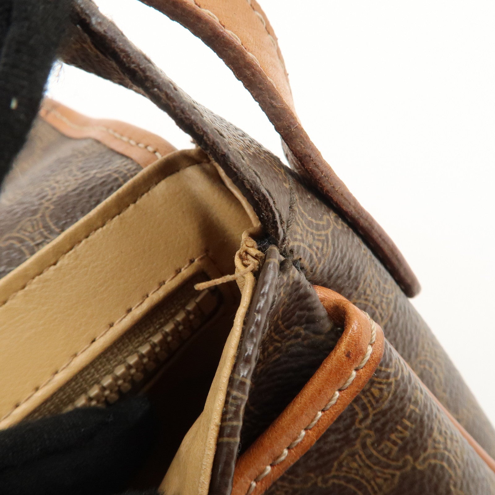 CELINE Macadam PVC Leather Shoulder Bag Brown Used