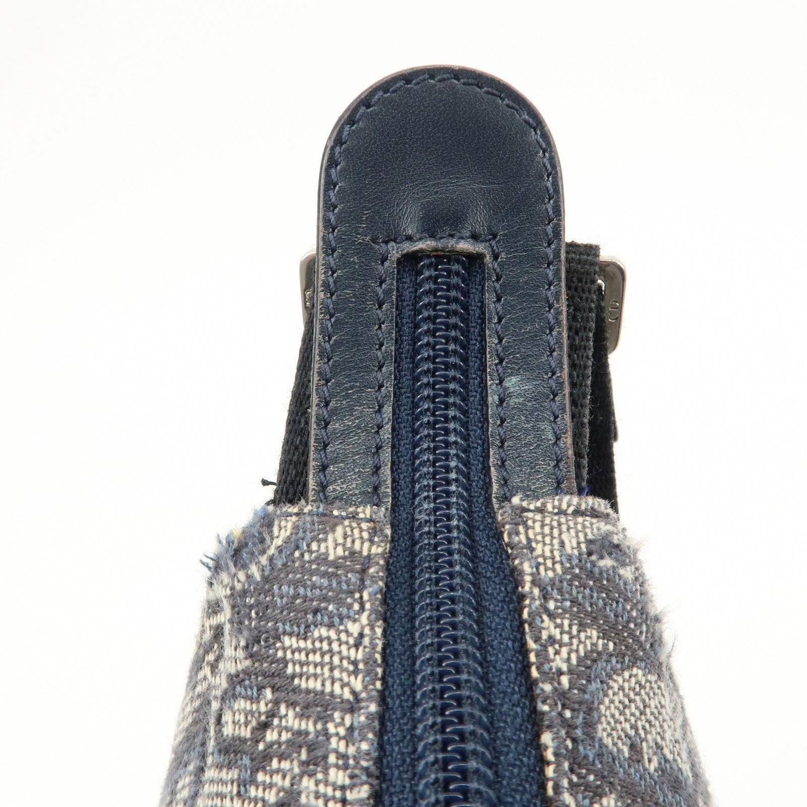 Christian Dior Trotter Canvas Leather Shoulder Bag  Navy White Used