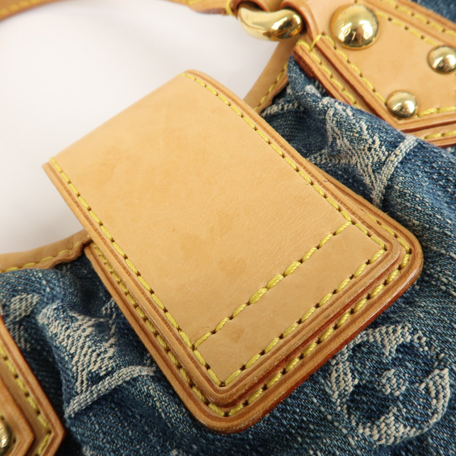 Louis Vuitton Monogram Denim Pleaty Hand Bag Blue M95020 Used
