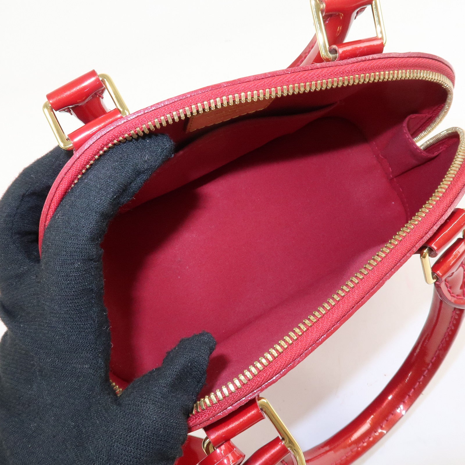 Louis Vuitton Monogram Vernis Alma BB 2Way Bag Red M91606 Used