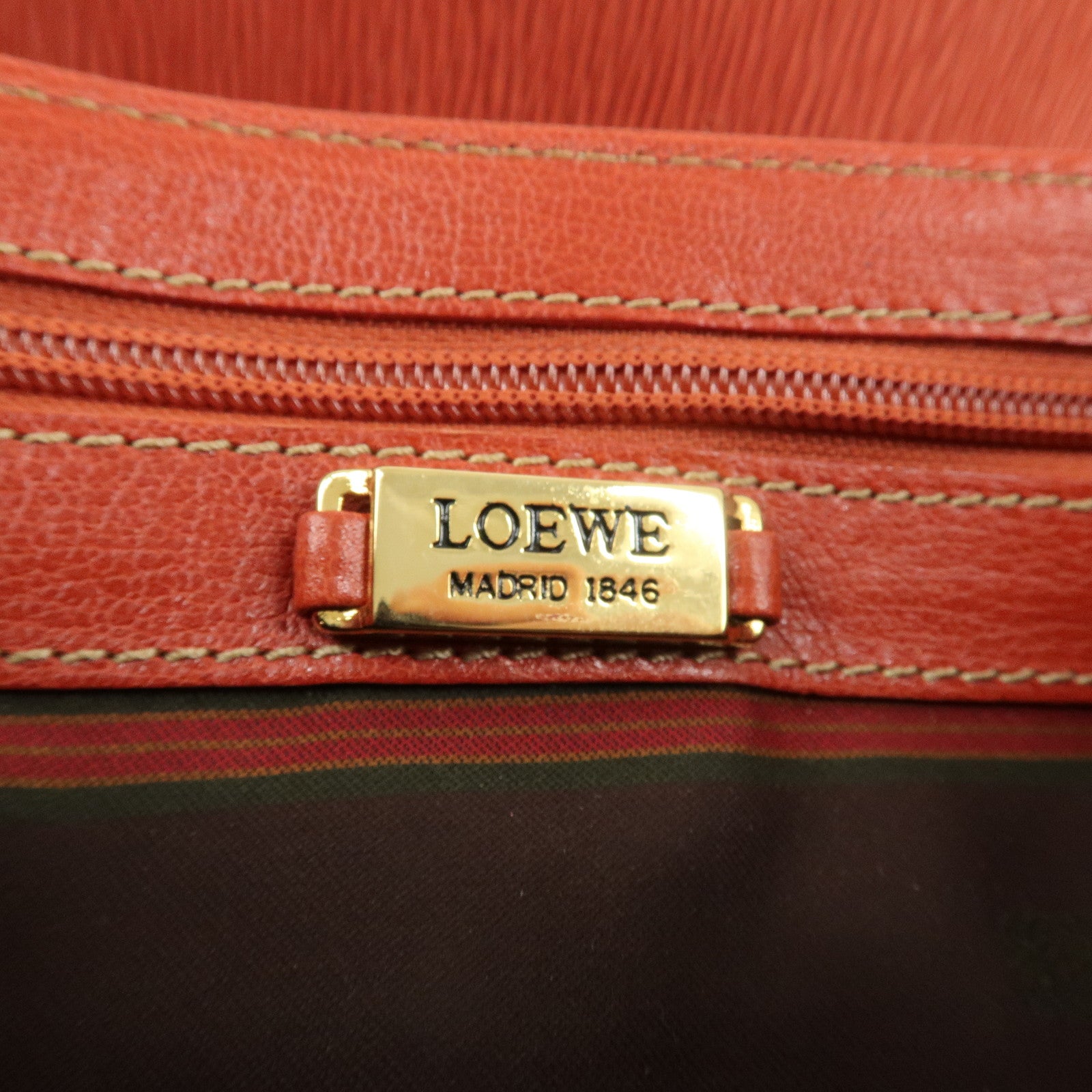 LOEWE Velazquez Suede Leather 2Way Bag Hand Bag Orange Used