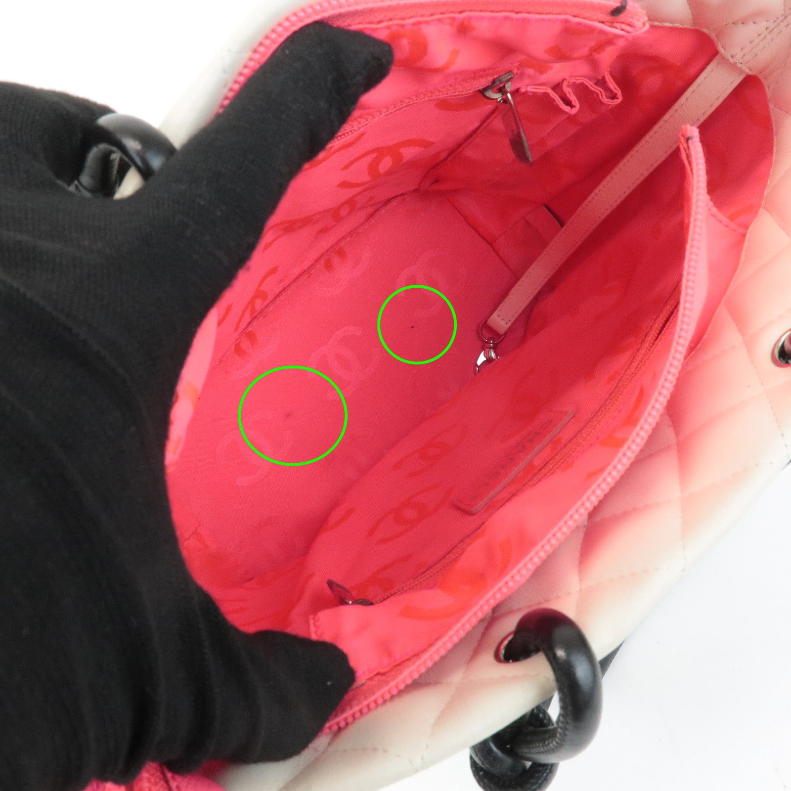 CHANEL Cambon Line Lamb Skin Medium Tote Bag Shoulder Bag A25167 Used