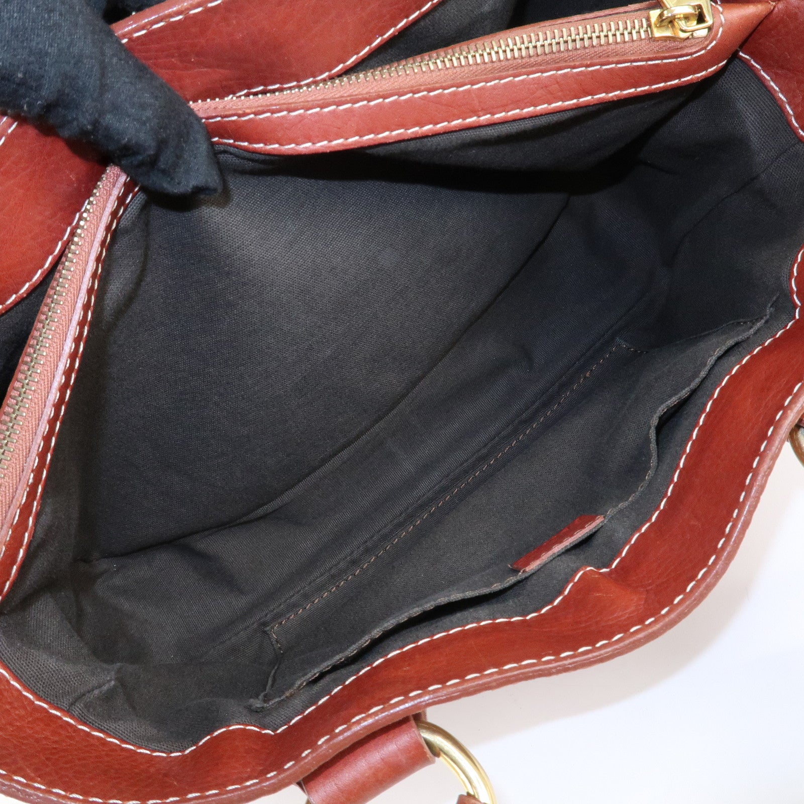 CELINE Macadam Stamped Leather Boogie Hand Bag Brown Gold HDW Used