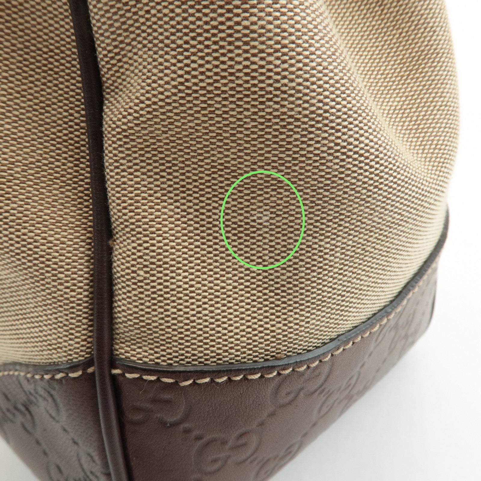 GUCCI Canvas Leather Shoulder Bag Beige Brown 257268 Used