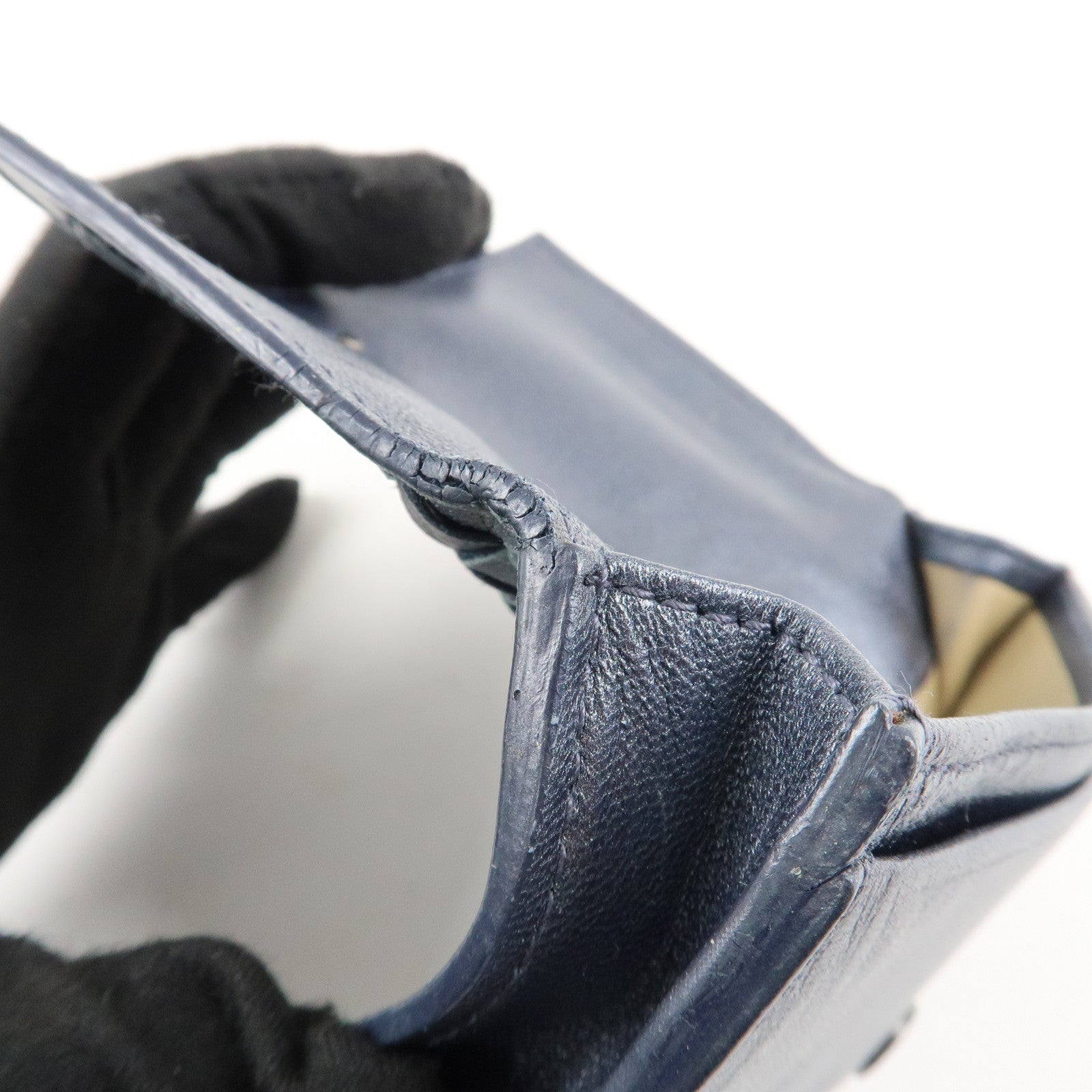 BOTTEGA VENETA Intrecciato Leather Card Case Gray 133945 Used