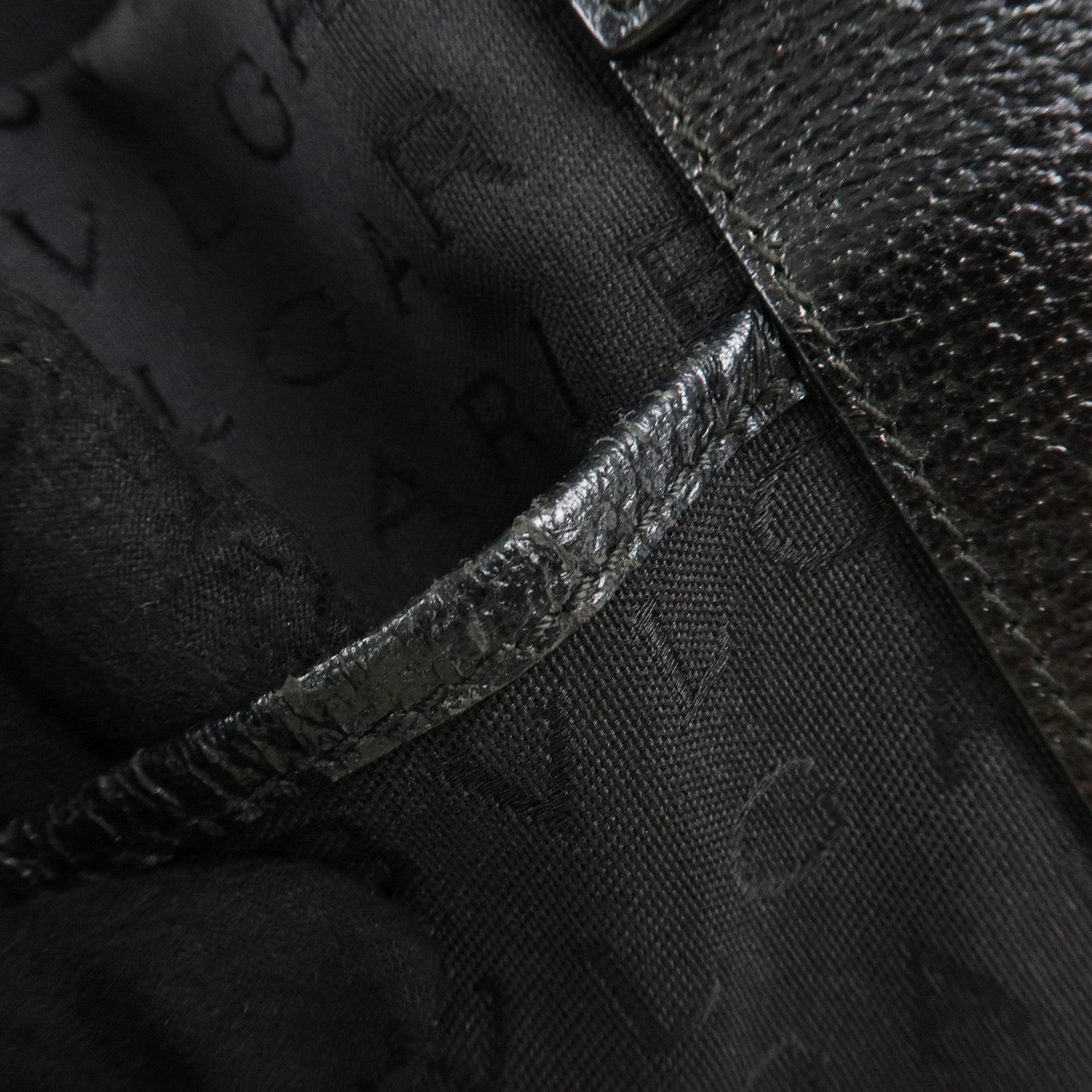 BVLGARI Lettere Logo Mania Nylon Leather Tote Bag Black Used