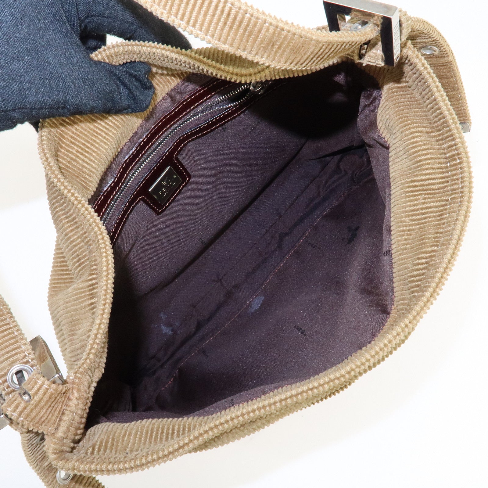 FENDI Corduroy Shoulder Bag Hand Bag Brown 26727 Used