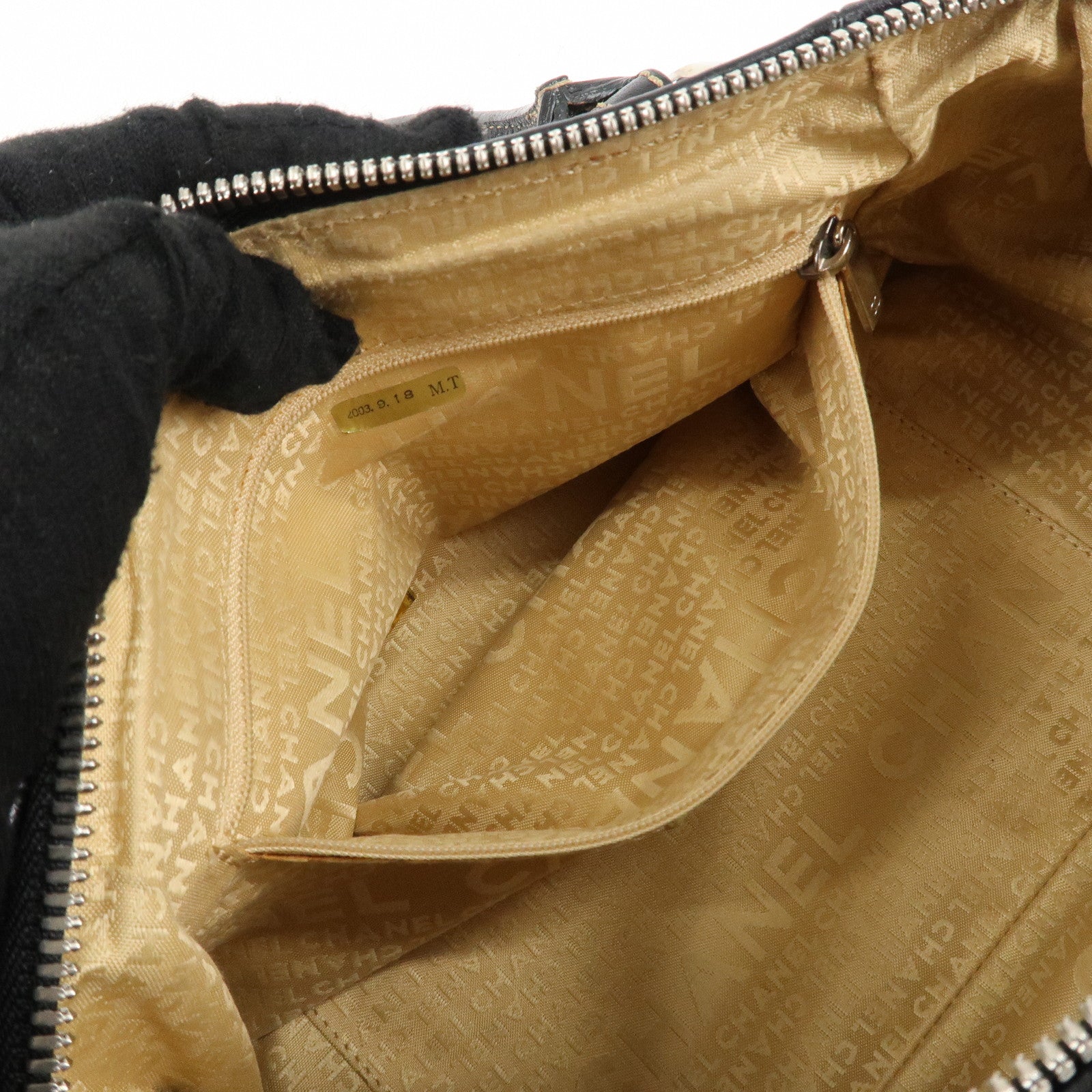CHANEL COCO Mark Leather Fringe Shoulder Bag Hand Bag Black Used