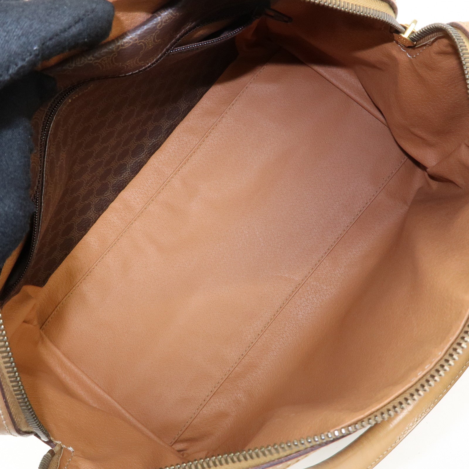 CELINE Macadam PVC Leather Boston Bag Hand Bag Brown Used