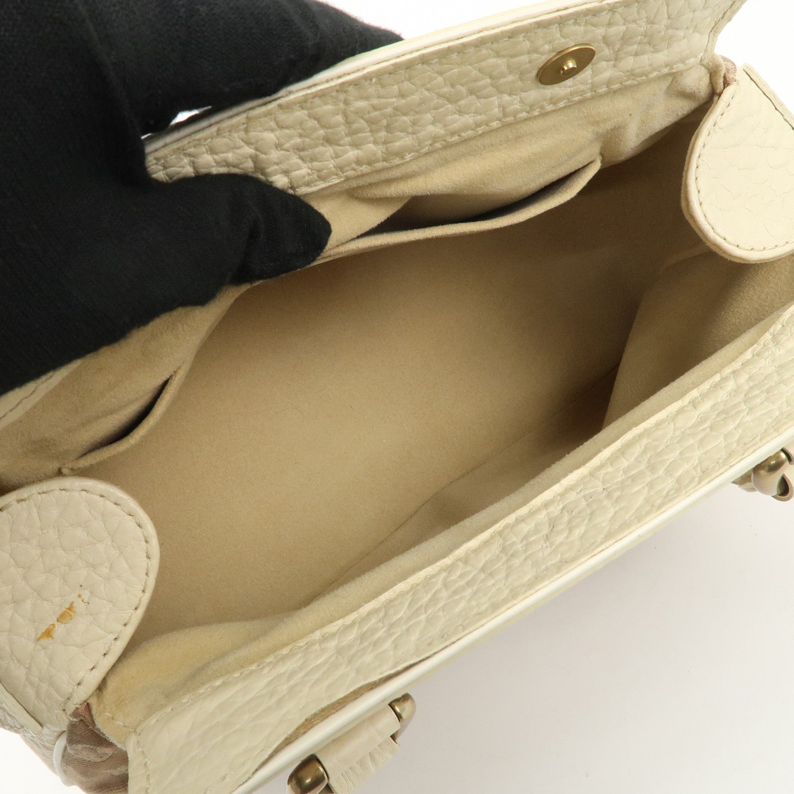 Louis Vuitton Monogram Mini Lin Trapeze PM Hand Bag Caramel M40059 Used