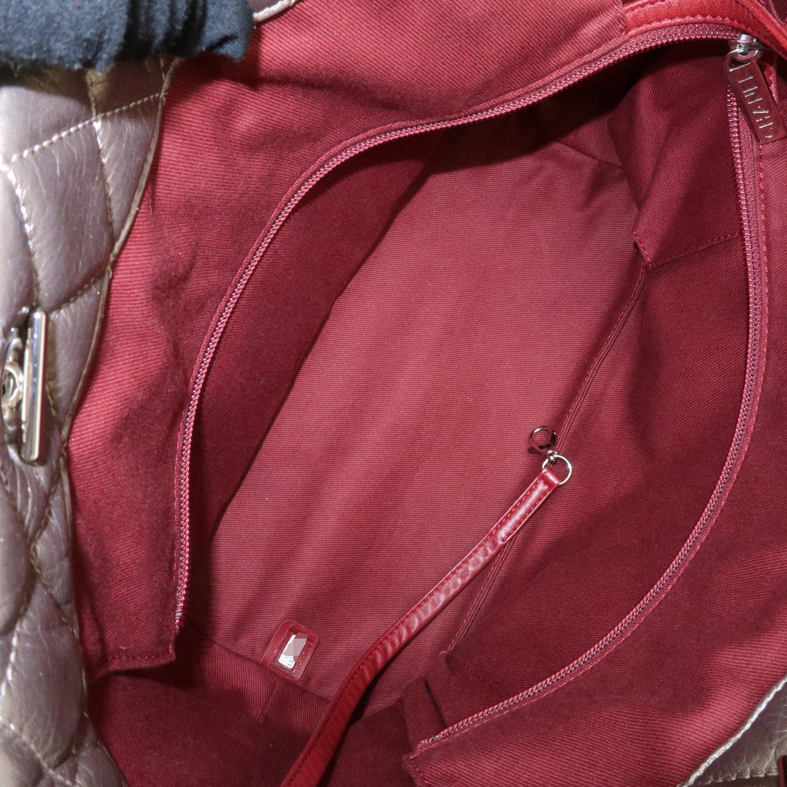 CHANEL Cambon Line Lamb Skin Cotton Club Hand Bag Bronze A34318 Used