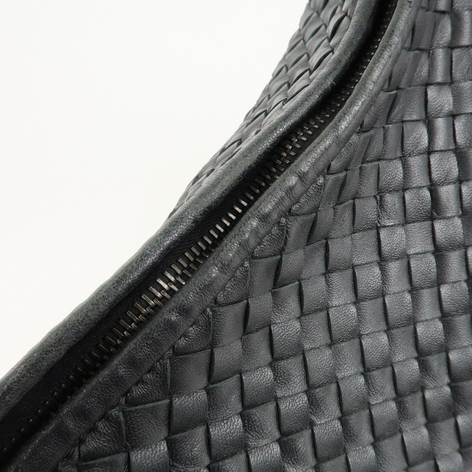 BOTTEGA VENETA Hobo Intrecciato Leather Shoulder Bag Black 115654 Used