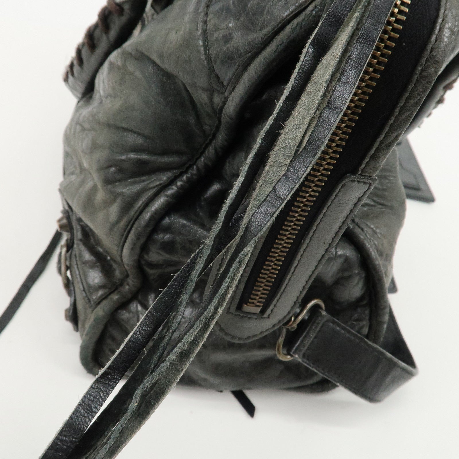 BALENCIAGA The City Leather 2Way Bag Hand Bag Black 115748 Used