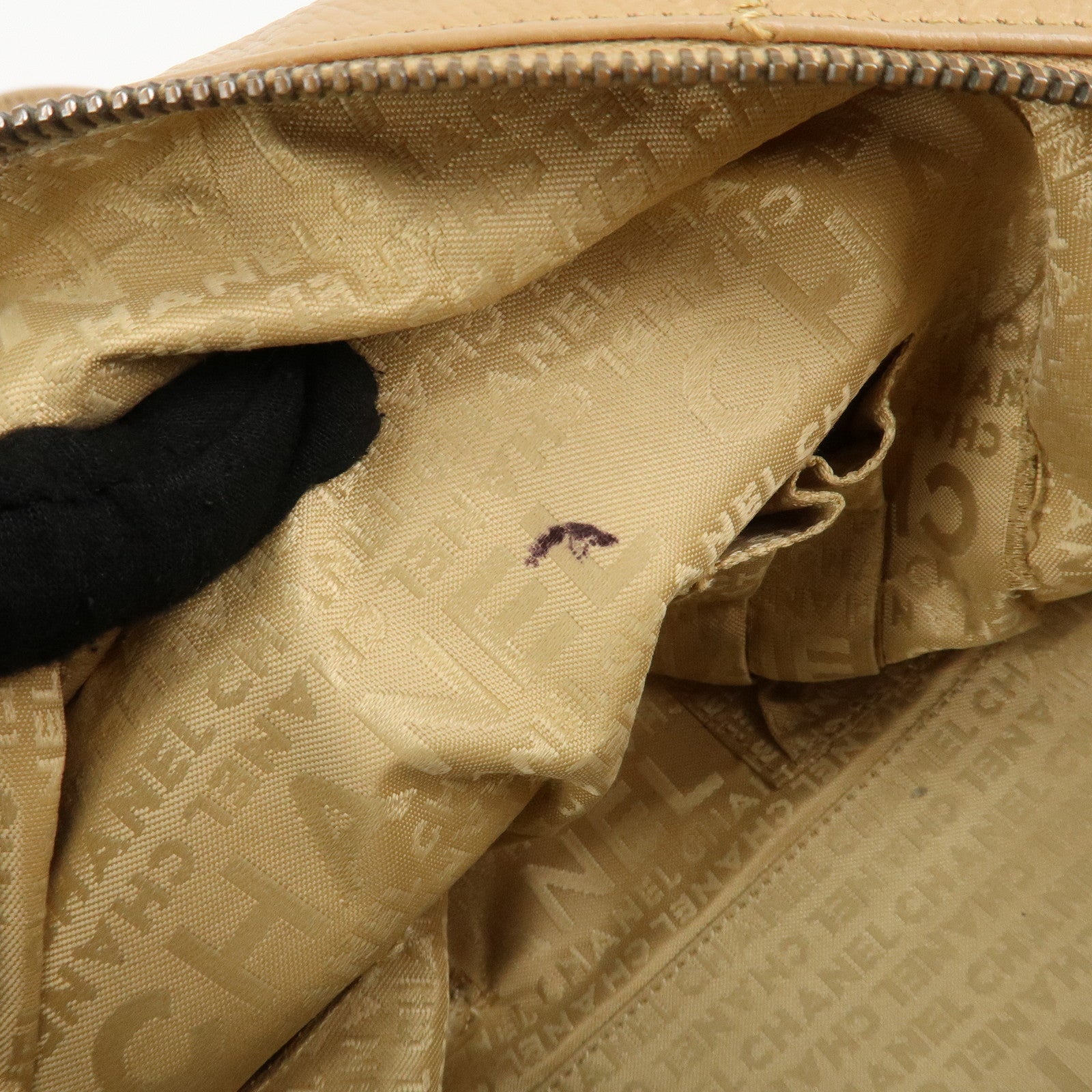 CHANEL Chocolate Bar Caviar Skin Mini Boston Bag Shoulder Bag Used