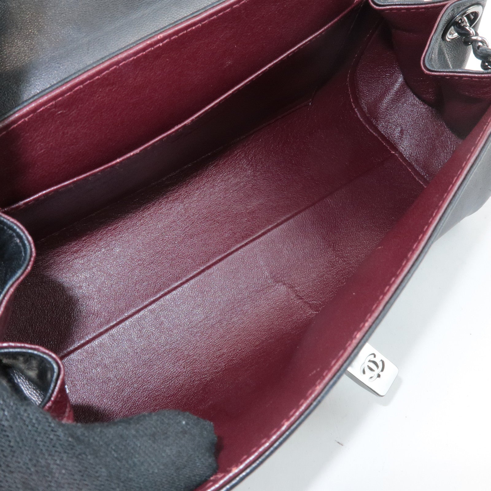 CHANEL Mademoiselle Lamb Skin Chain Shoulder Bag Hand Bag Black Used