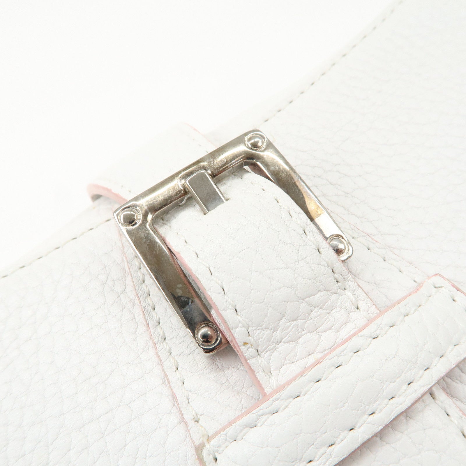 LOEWE Leather Senda Boston Bag Hand Bag White Used