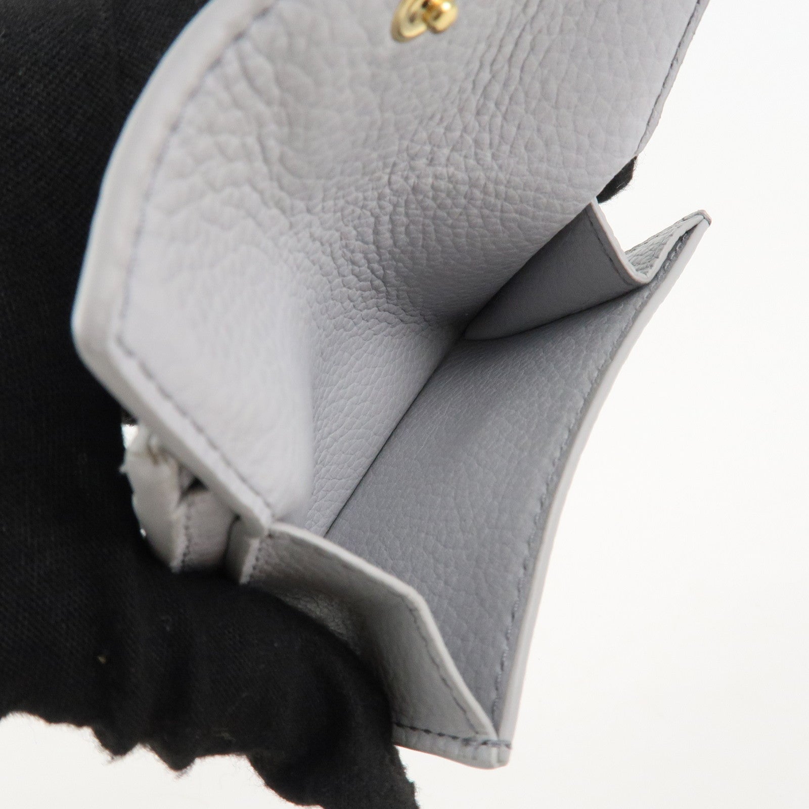 MIU MIU leather Card Case Coin Case Light Gray 5MC081 Used