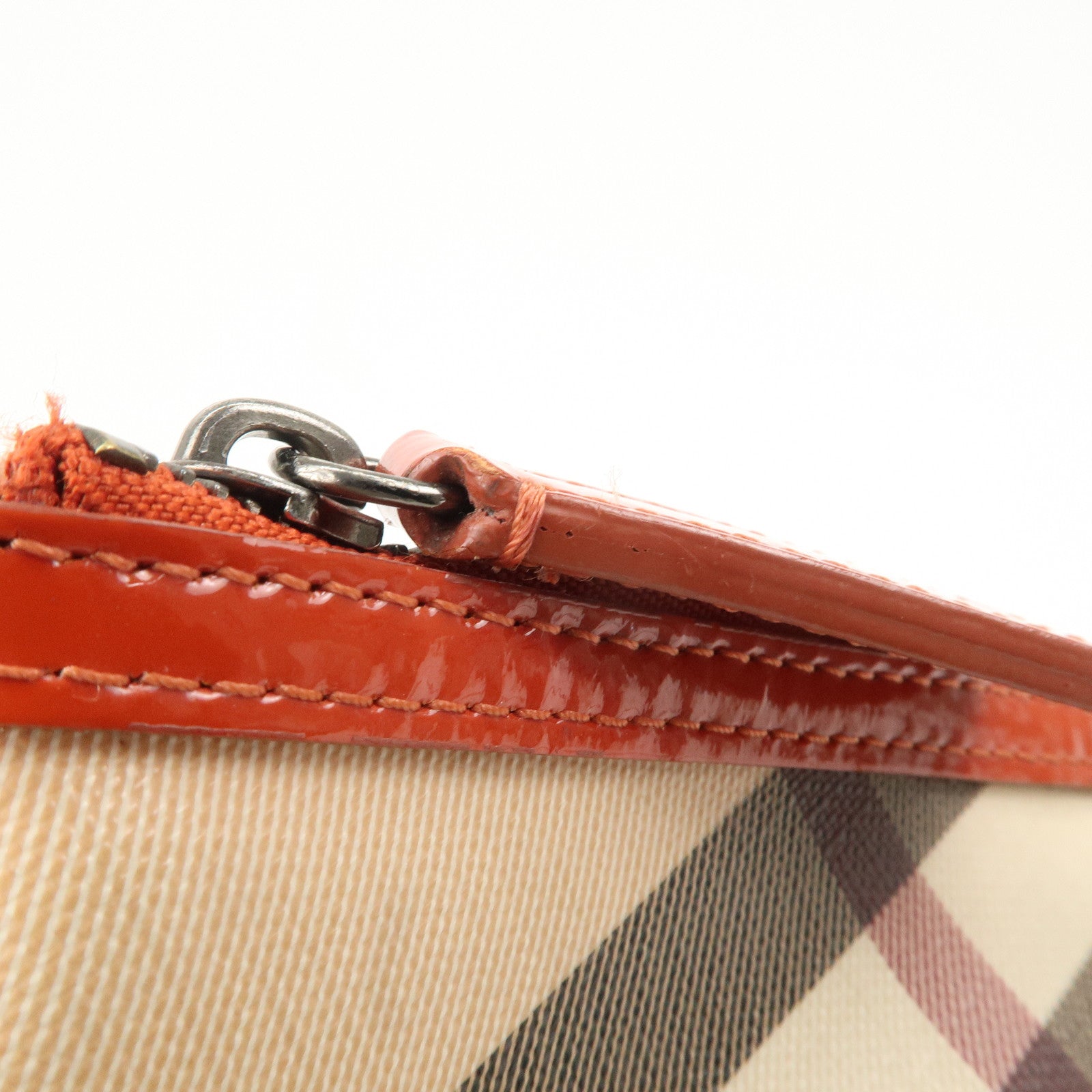 BURBERRY PVC Leather Shoulder Bag Crossbody Bag Beige Orange Used