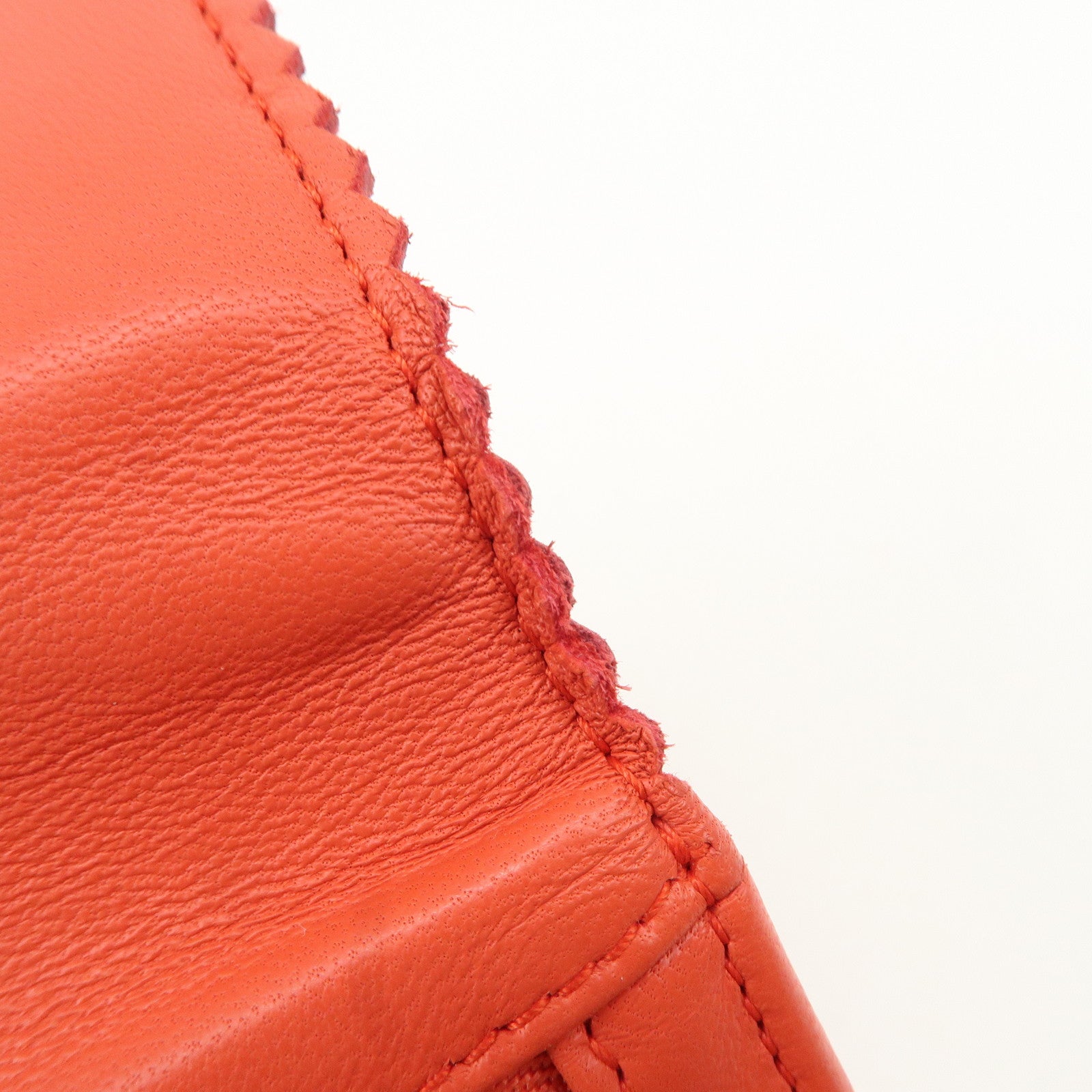 LOEWE Anagram Leather Bi-fold Pinking Long Wallet Red Used