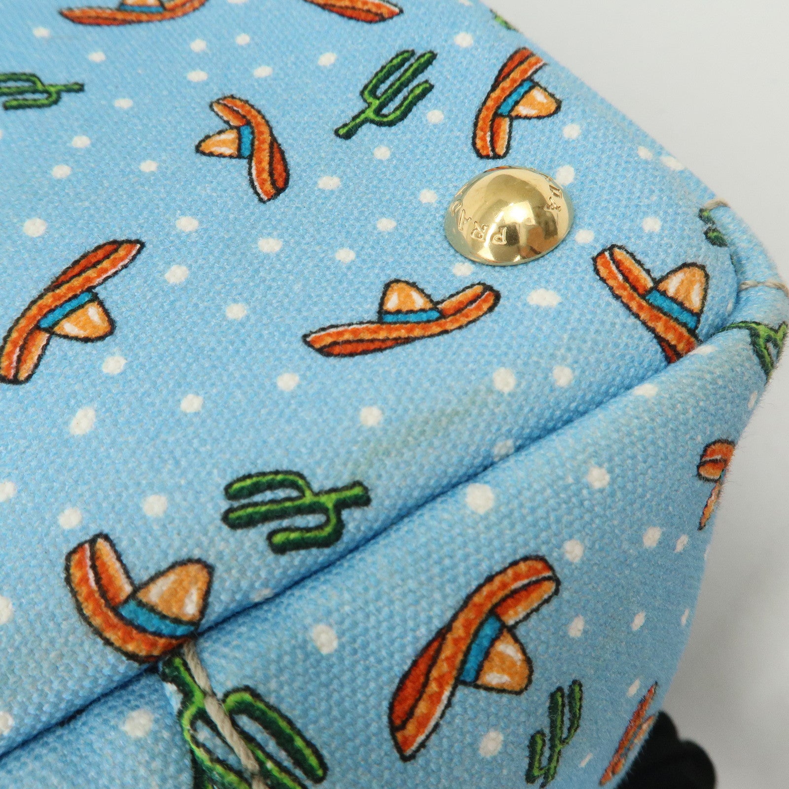 PRADA Canapa Mini Canvas 2Way Bag Light Blue 1BG439 Used