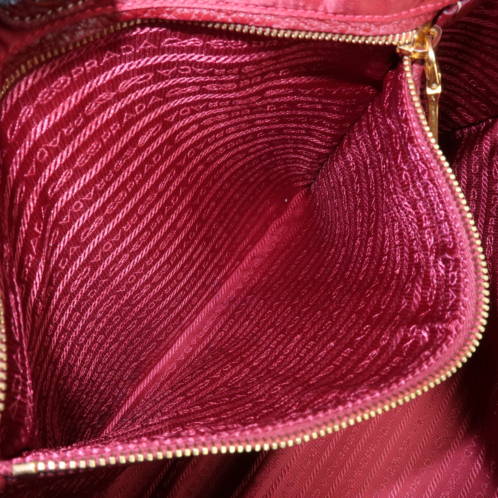 PRADA Logo Nylon Leather Tote Bag Shoulder Bag Dark Red BR4634 Used