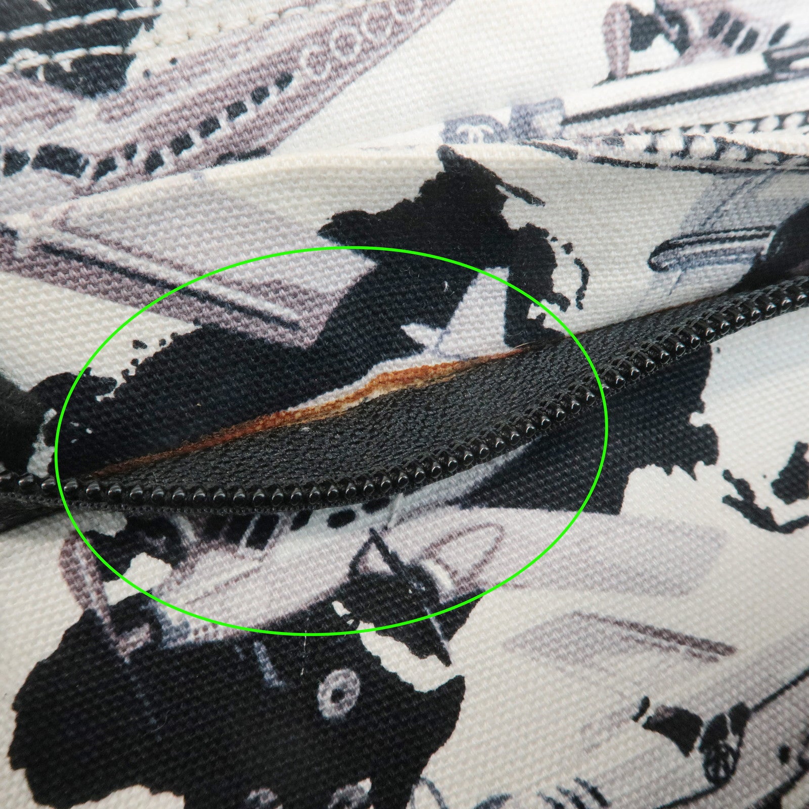 CHANEL Airline Canvas Leather Shoulder Bag Airplane Pattern Used