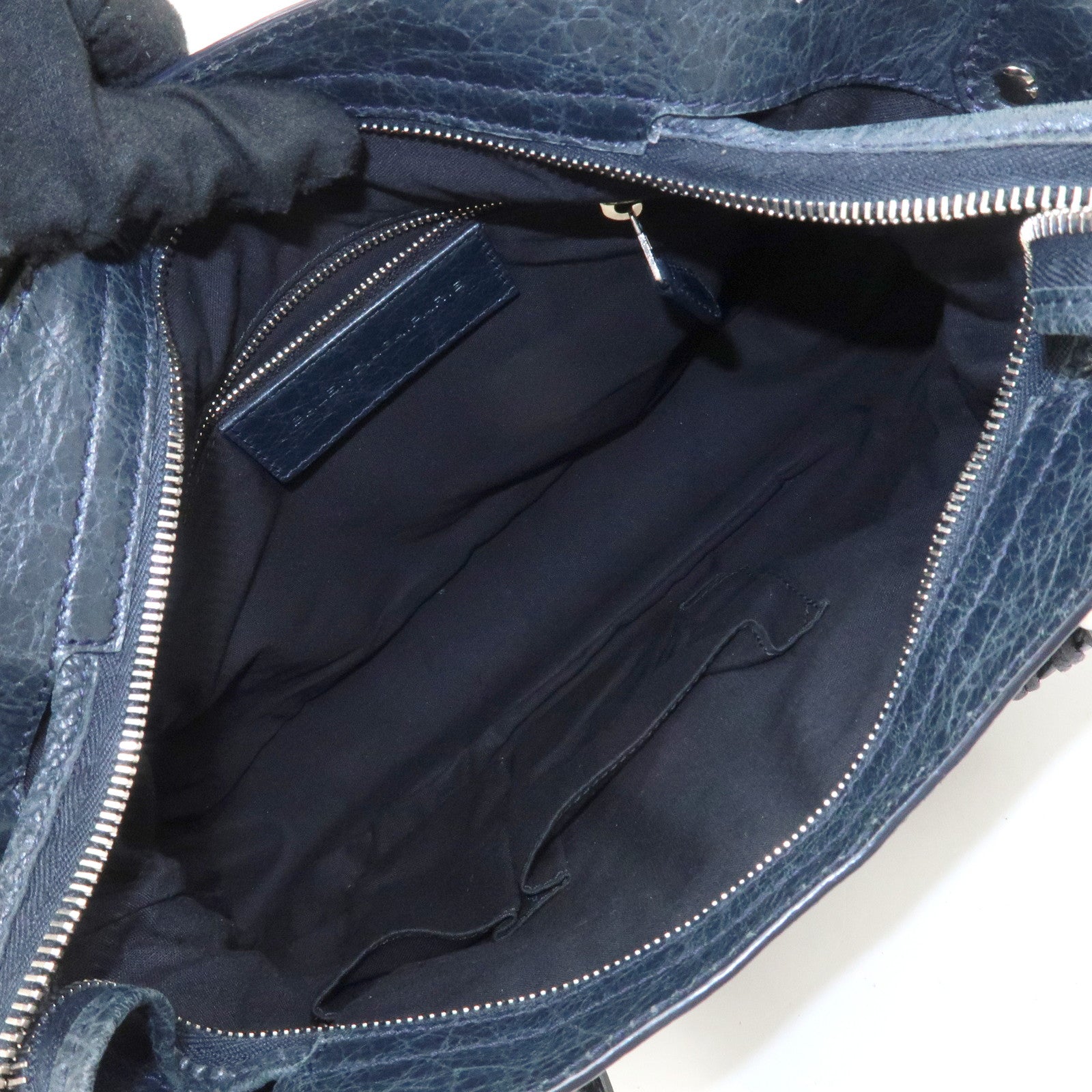 BALENCIAGA The Giant Town Leather 2Way Hand Bag Navy 285434 Used