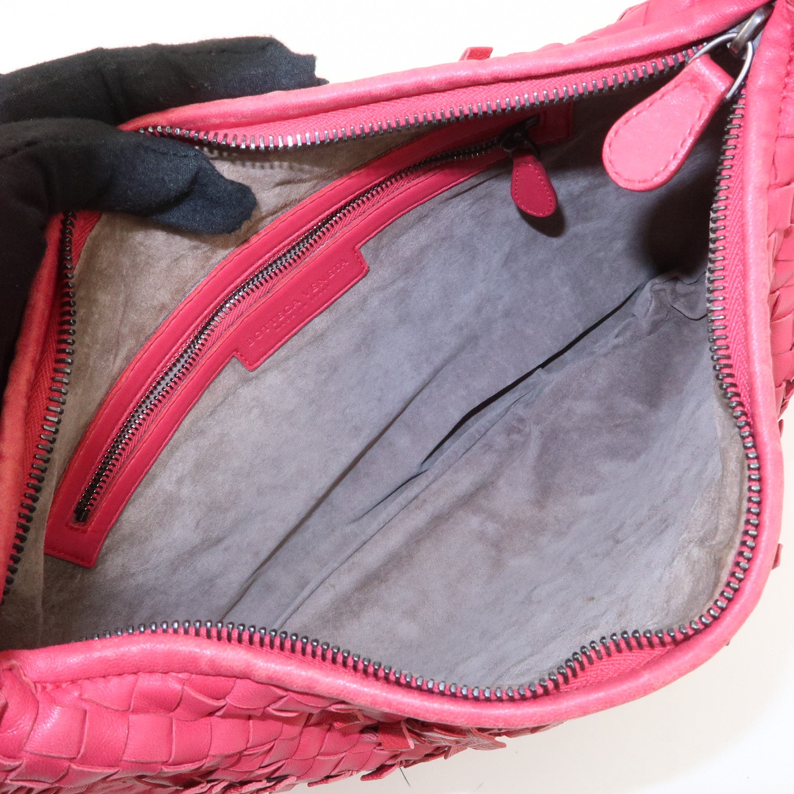 BOTTEGA VENETA Hobo Intrecciato Leather Shoulder Bag Pink 115653 Used