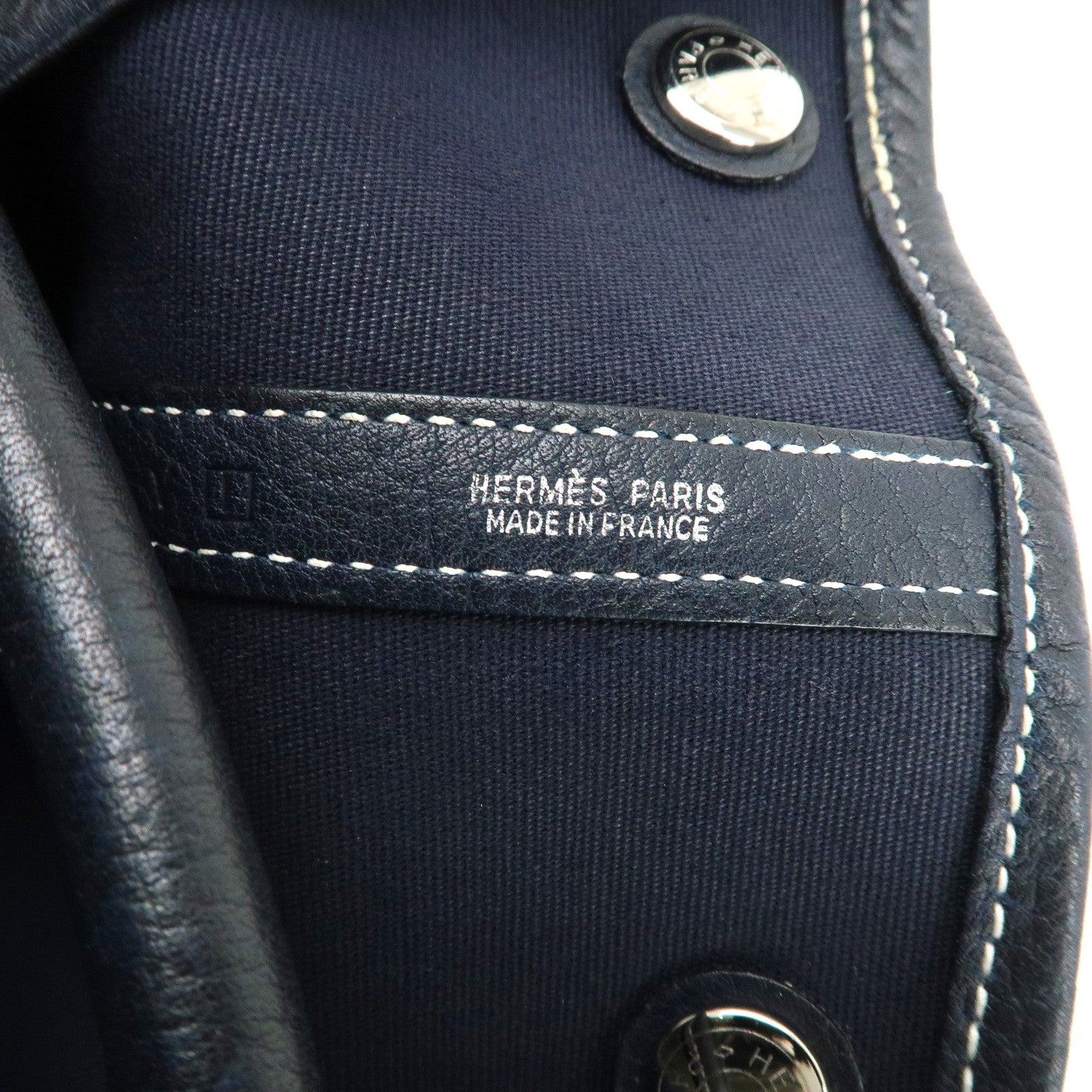 HERMES Toile Officier Leather Garden Party Tote Bag I Stamped Used