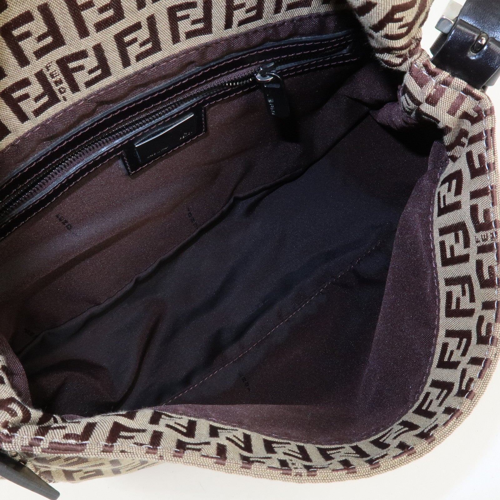 FENDI Zucchino Canvas Leather Mamma Bucket Shoulder Bag 8BR001 Used