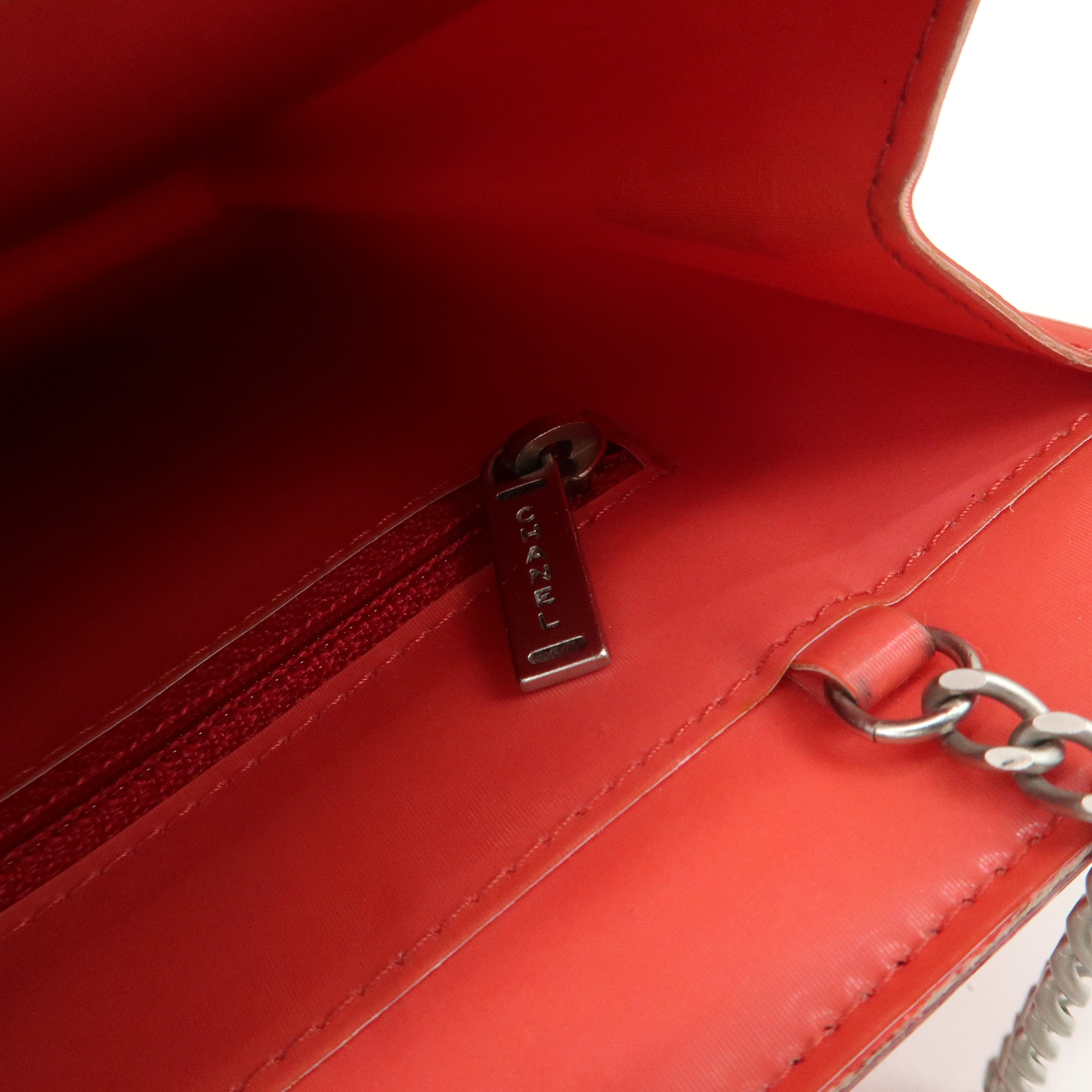 CHANEL Nylon Hologram Chain Shoulder Bag Hand Bag Red Used