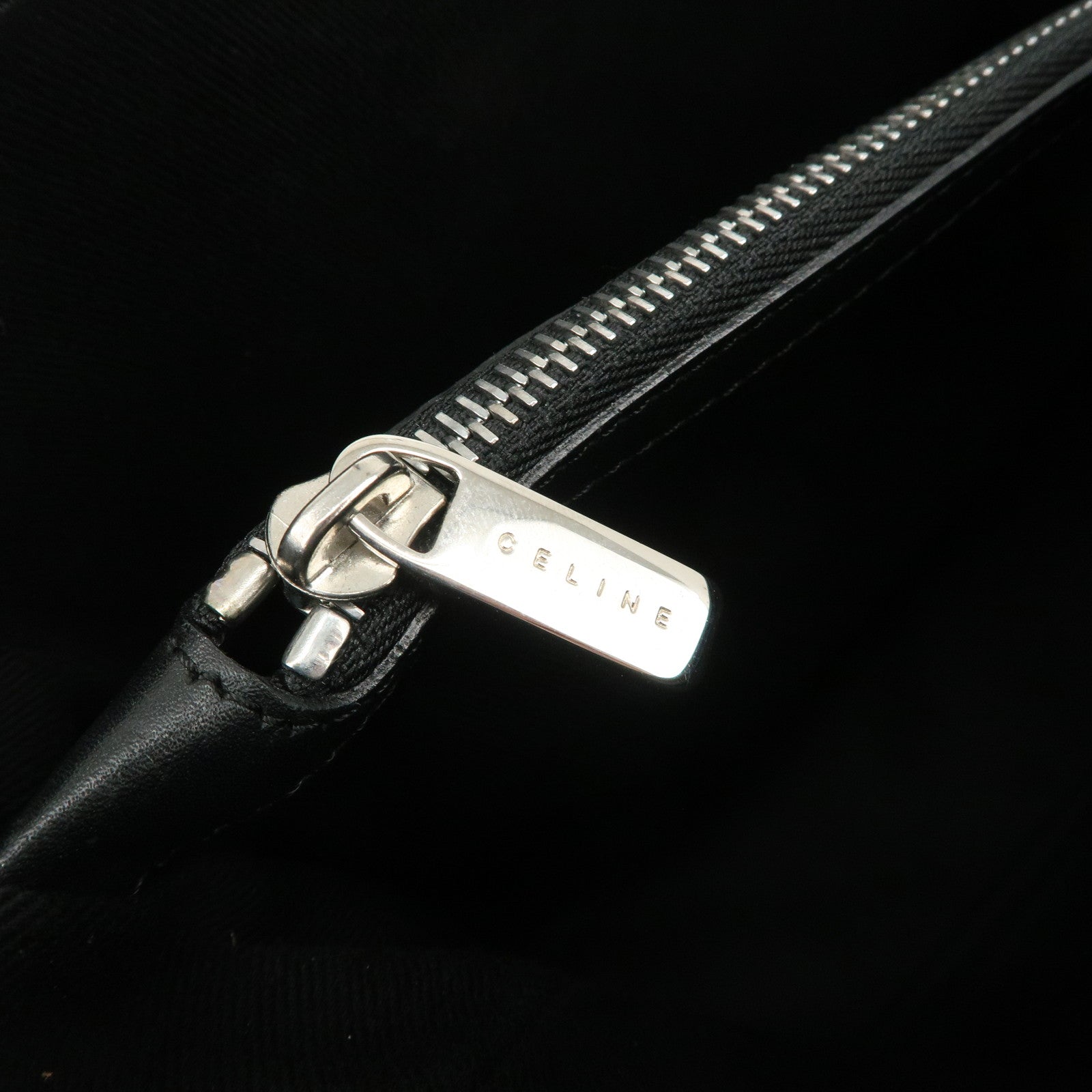 CELINE Macadam Canvas Leather Hand Bag Tote Bag Black CE00/23 Used