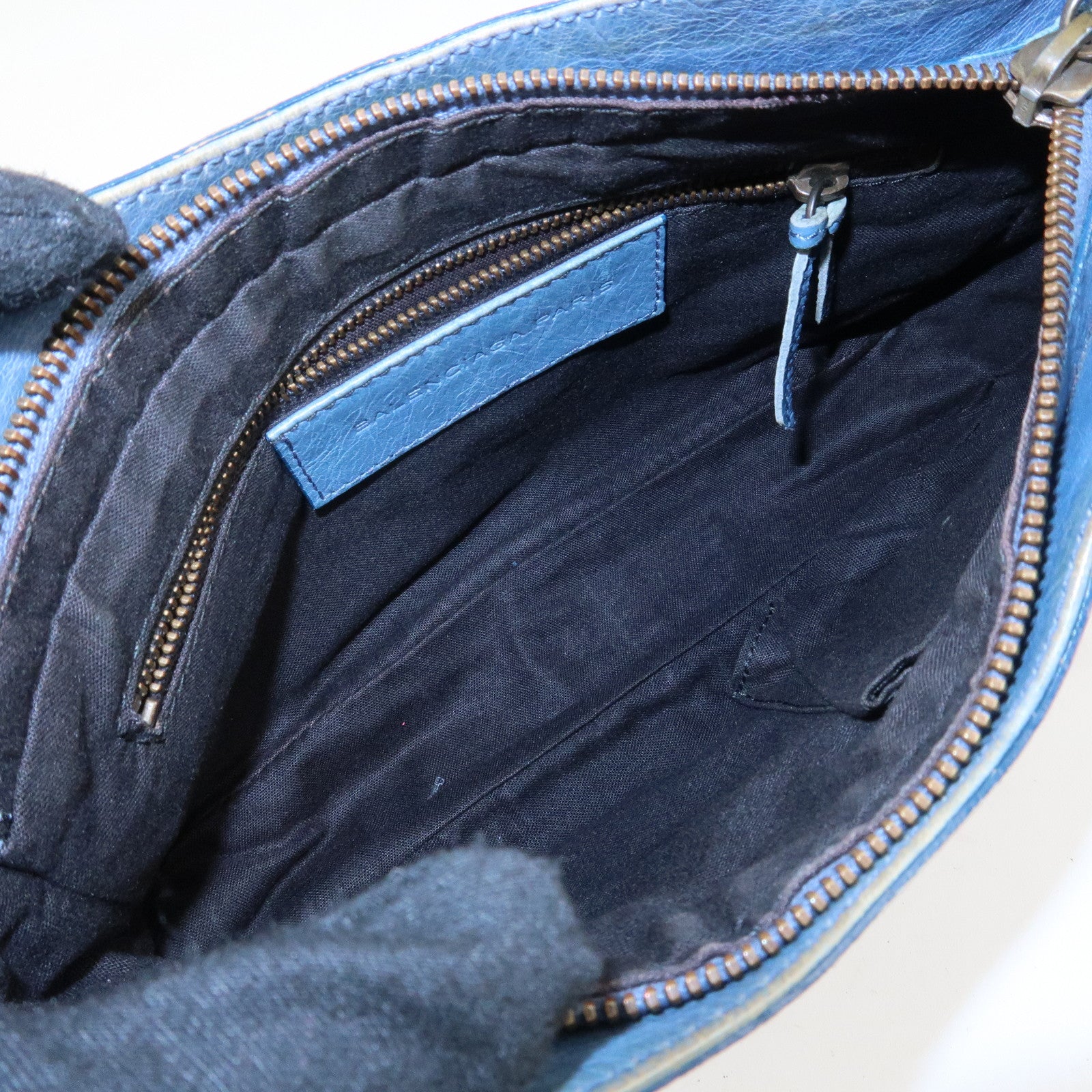 BALENCIAGA The Hip Leather Shoulder Bag Hand Bag Blue 242803 Used