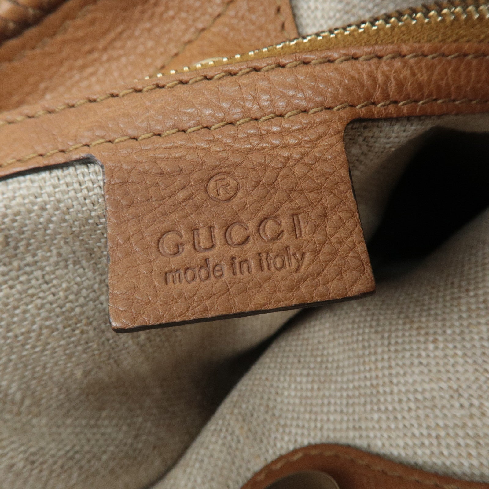 GUCCI Marrakech Leather Shoulder Bag Brown 257026 Used