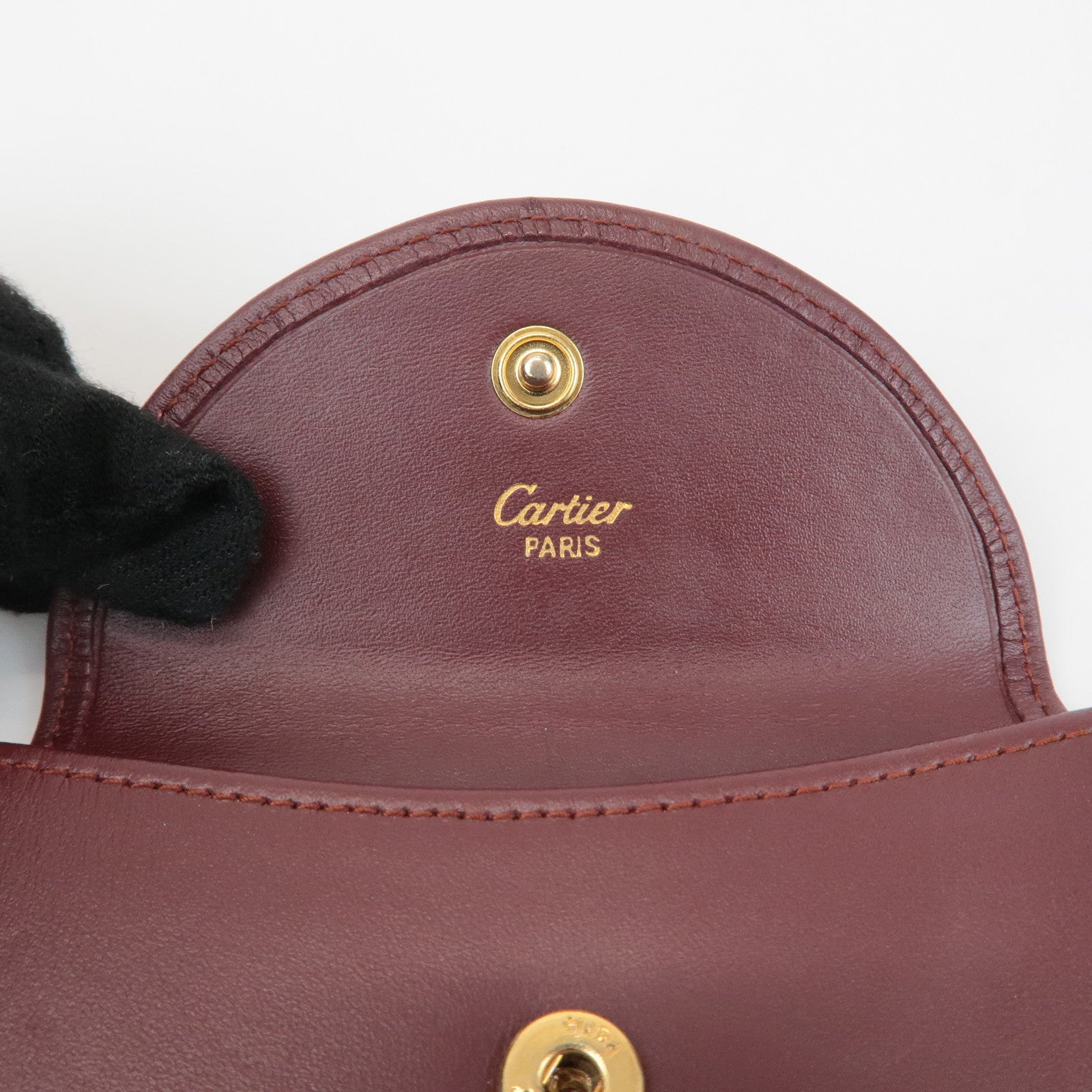 Cartier Mastline Leather Coin Case Coin Wallet Bordeaux Used