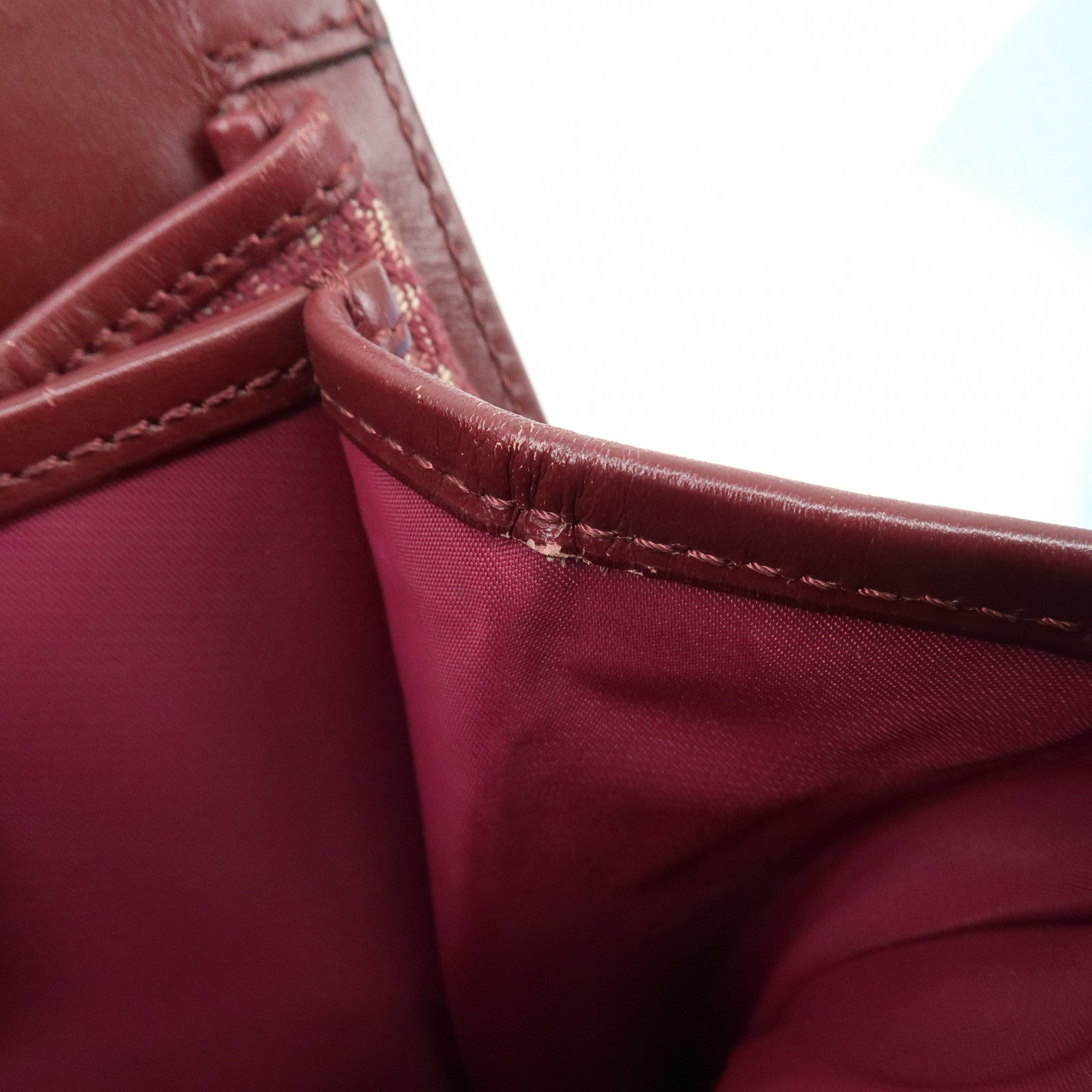Christian Dior Trotter Canvas Leather Tote Bag Hand Bag Bordeaux Used