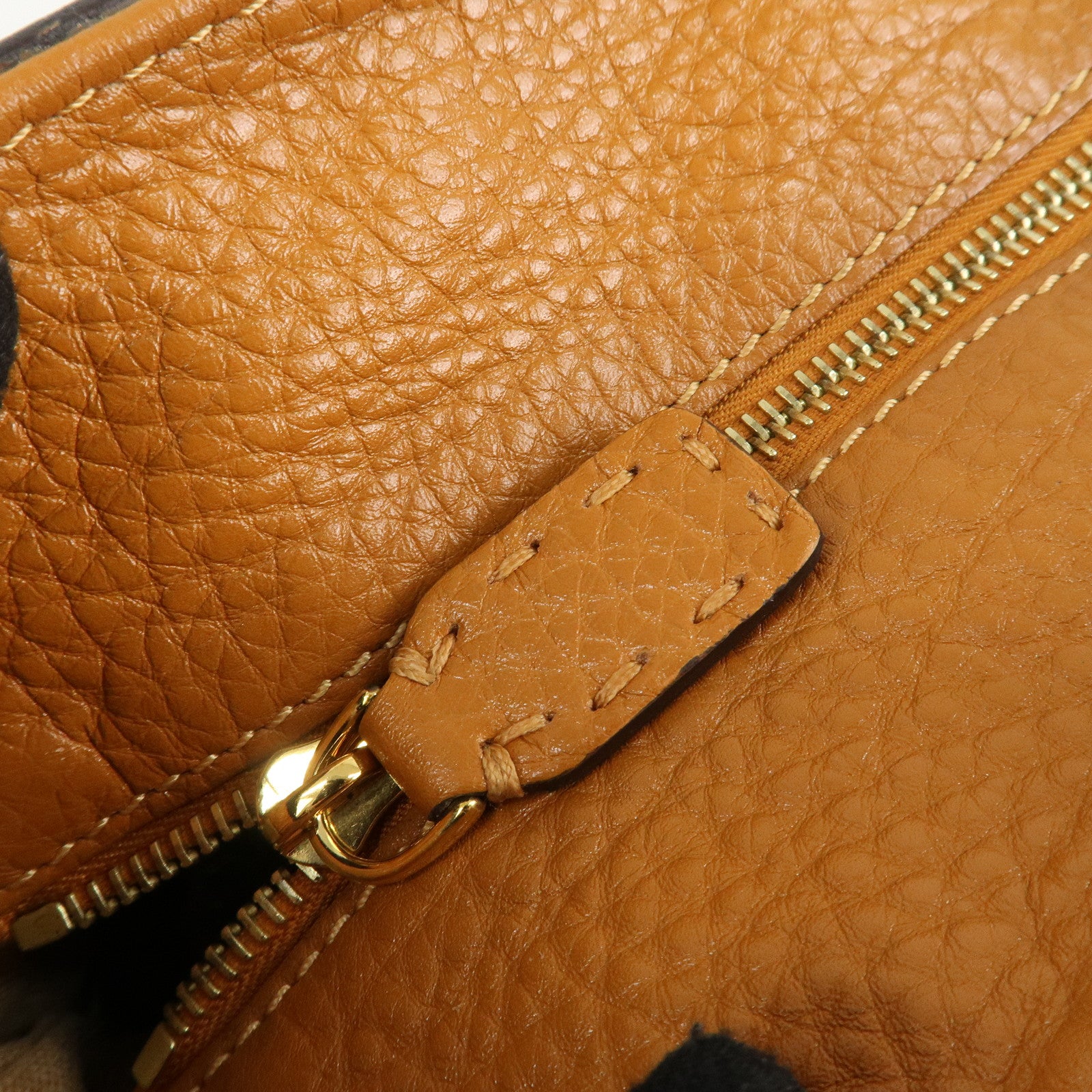 FENDI Selleria Leather Tote Bag Shoulder Bag Brown 8BH185 Used
