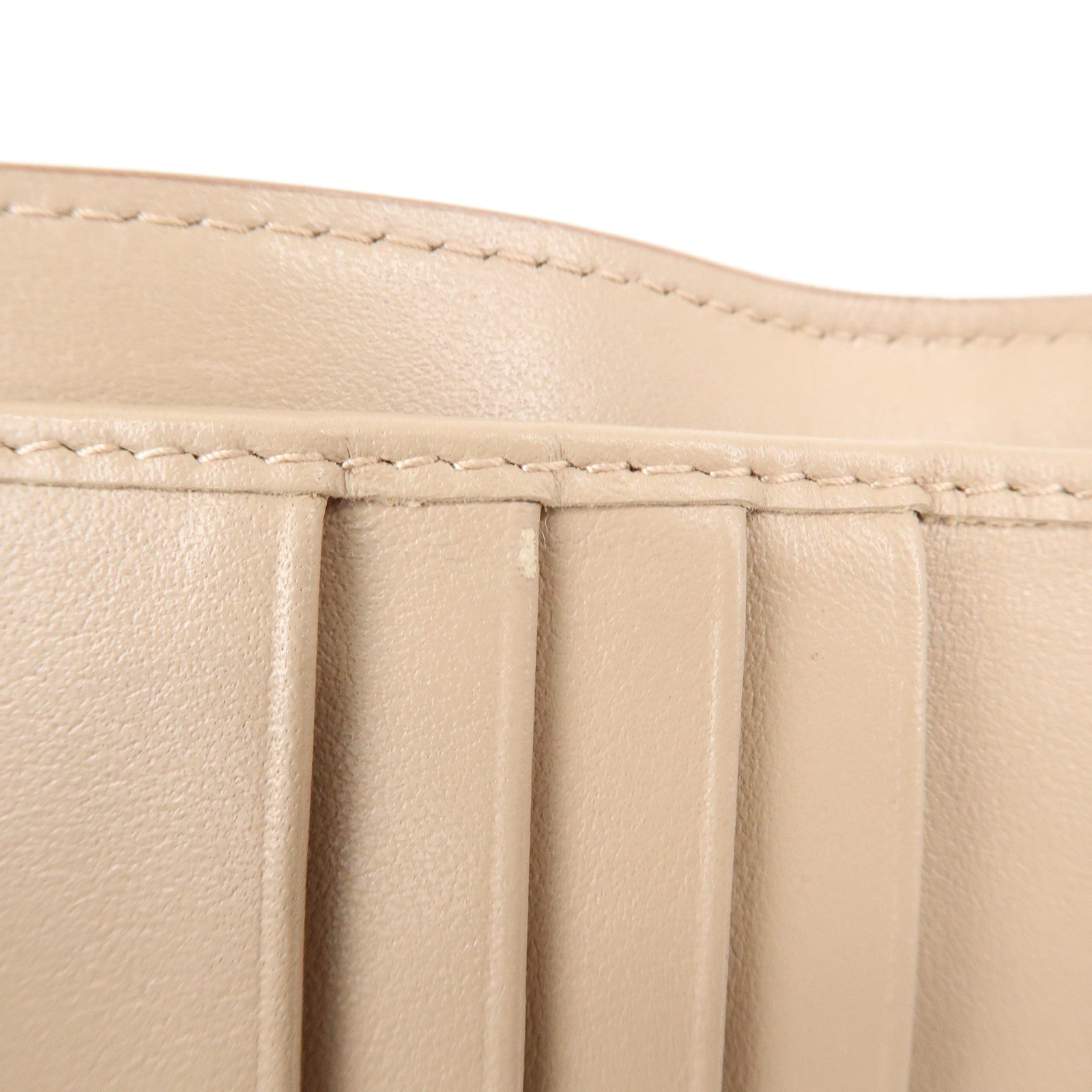 PRADA Saffiano Leather Trifold Compact Wallet Beige 1MH176 Used