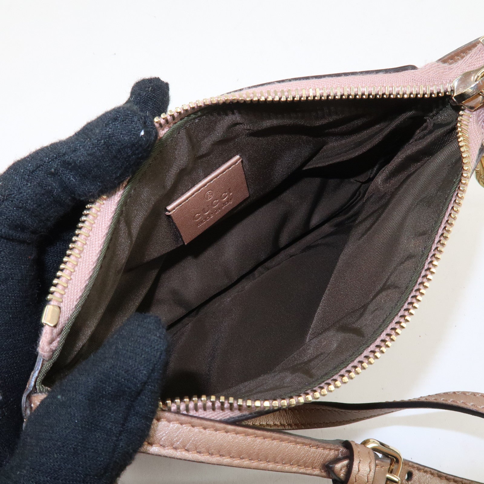 GUCCI Lovely GG Canvas Leather Shoulder Bag Beige Pink 256899 Used