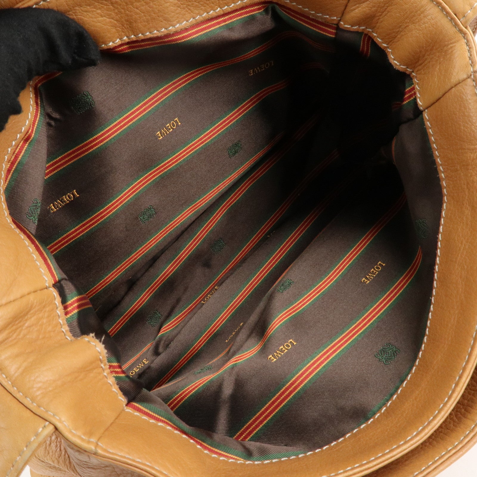 LOEWE Anagram Leather Shoulder Bag Crossbody Bag Brown Used