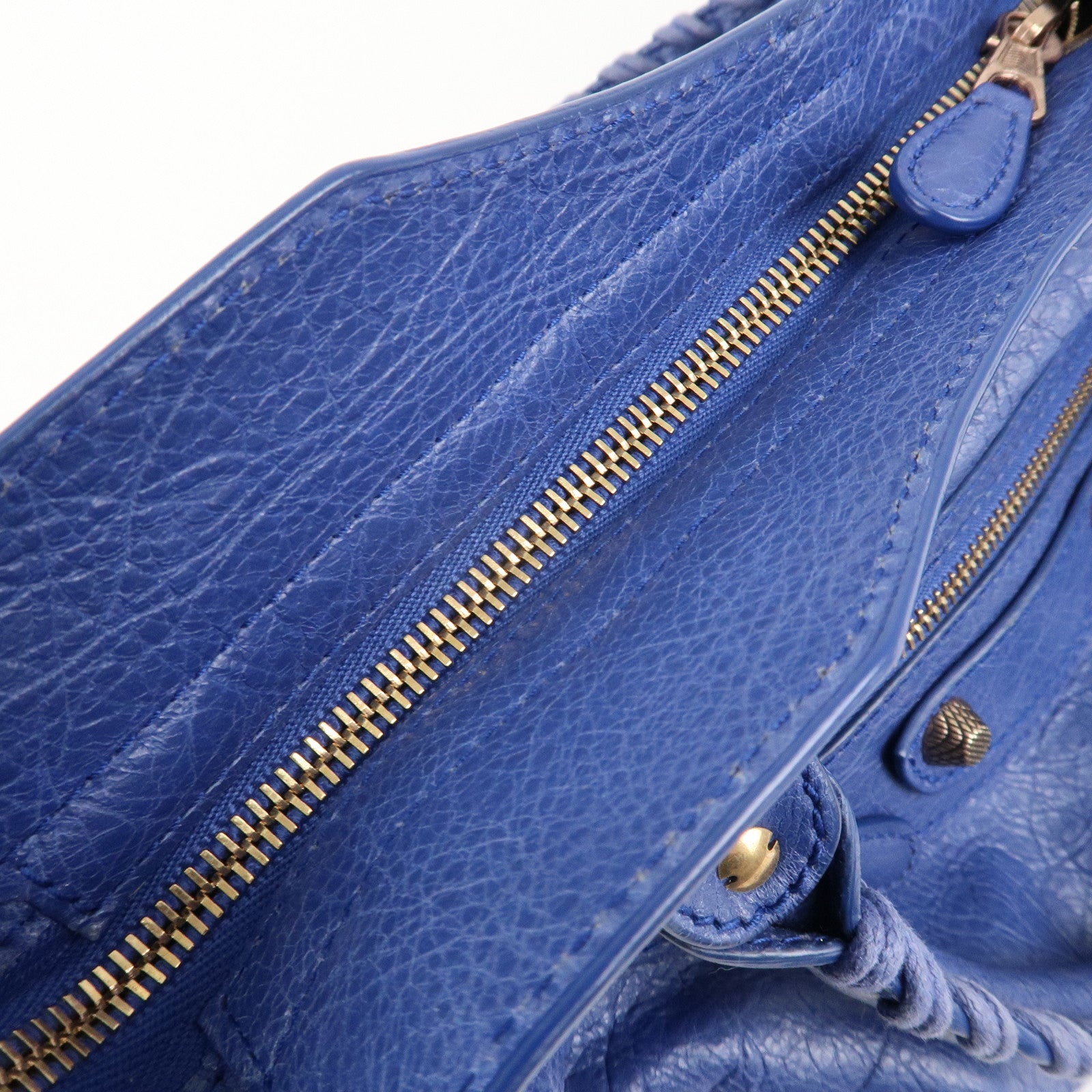 BALENCIAGA The Giant City Leather 2Way Hand Bag Blue 281770 Used