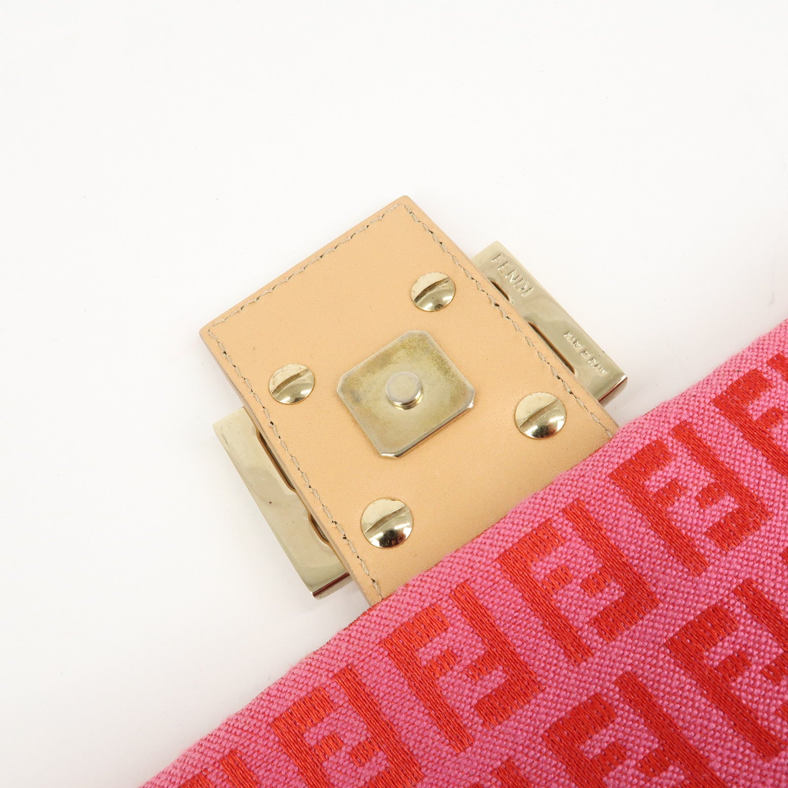 FENDI Mamma Baguette Zucchino Canvas Leather Shoulder Bag 8BR001 Used