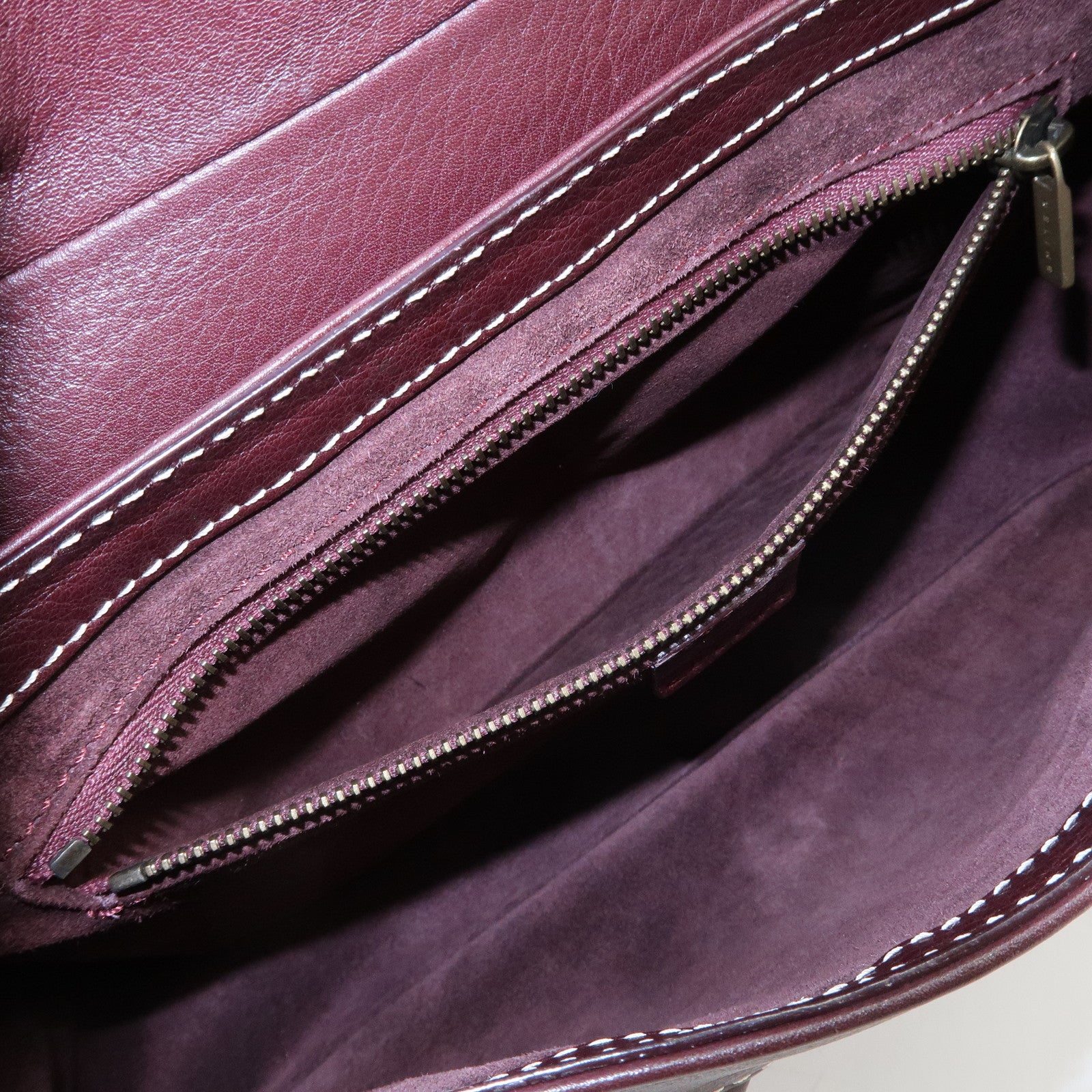 CELINE Leather Shoulder Bag Hand Bag Brown Gold Hardware Used