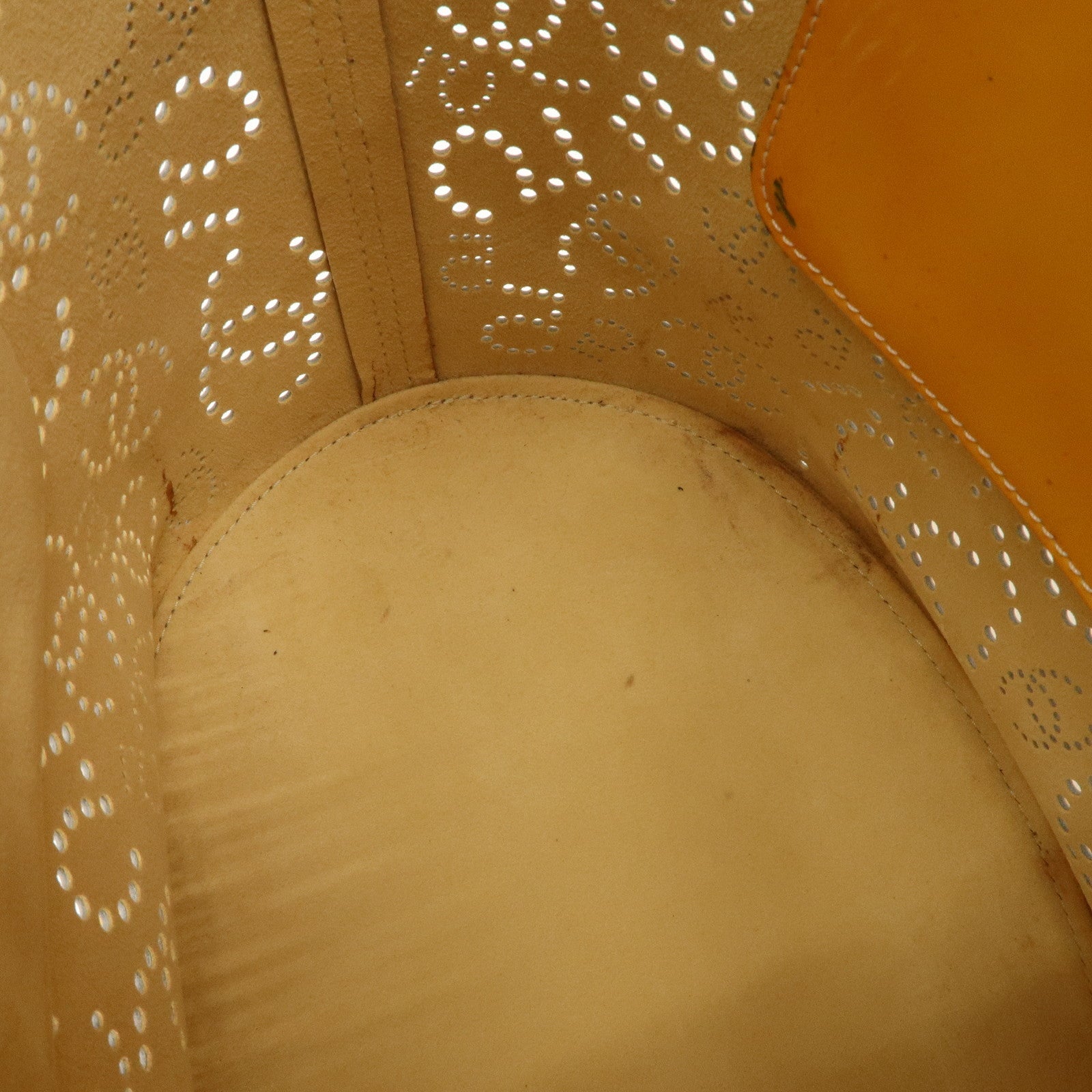 CHANEL COCO Mark No.5 Patent Leather Punching Hand Bag Yellow Used